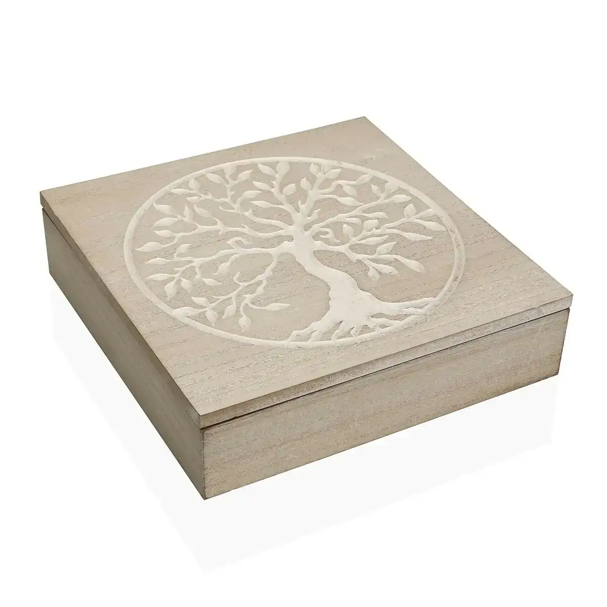 Boite decorative versa arbre bois 24 x 6 x 24 cm_5156. DIAYTAR COTE D'IVOIRE - Votre Escale Shopping incontournable. Explorez notre boutique en ligne et dénichez des trésors qui reflètent la richesse culturelle et la modernité du Côte d'Ivoire.