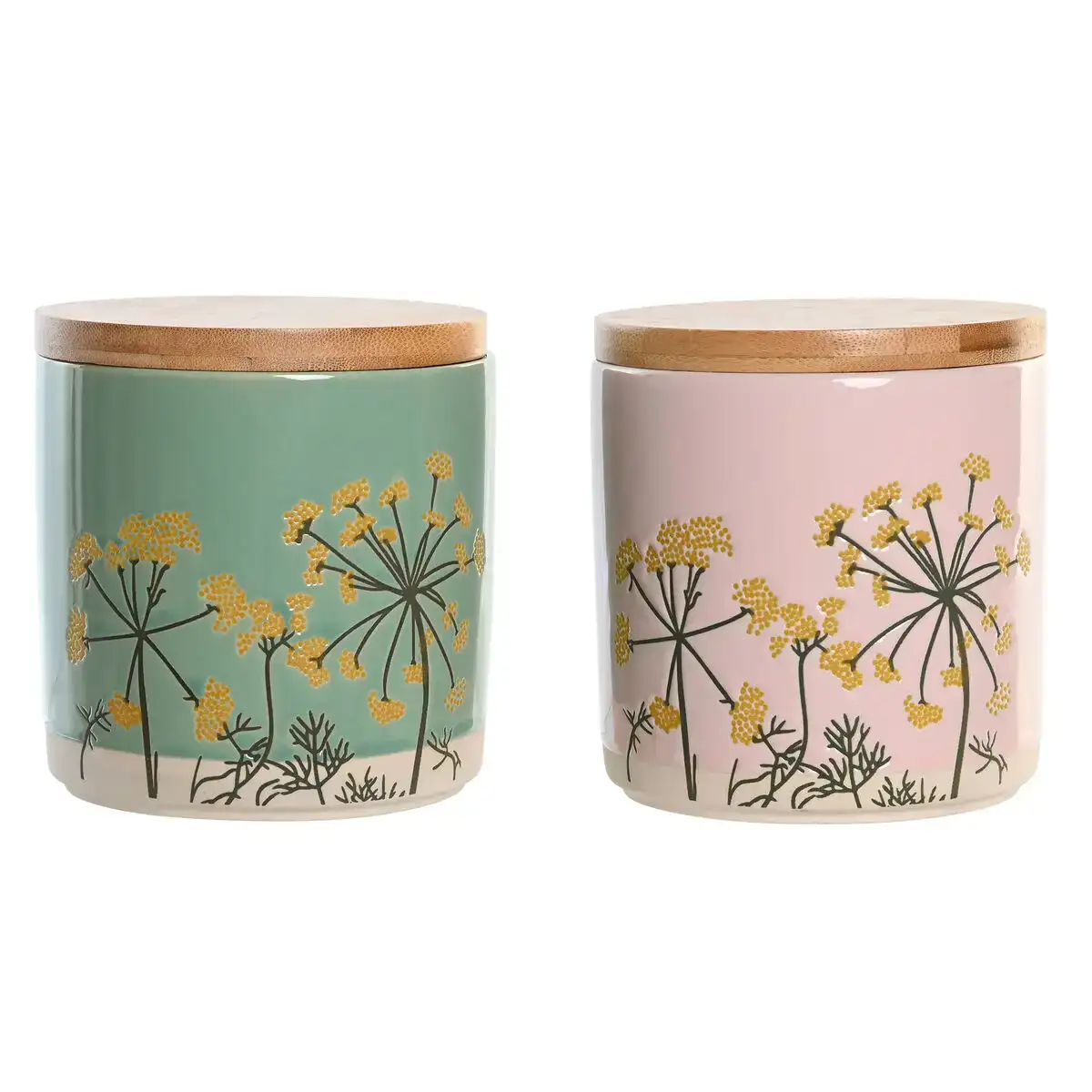 Boite dkd home decor 11 5 x 11 5 x 12 cm floral rose vert bambou gres shabby chic 2 unites _9675. DIAYTAR COTE D'IVOIRE - L'Art de Choisir, l'Art de S'émerveiller. Explorez notre gamme de produits et laissez-vous émerveiller par des créations authentiques et des designs modernes.