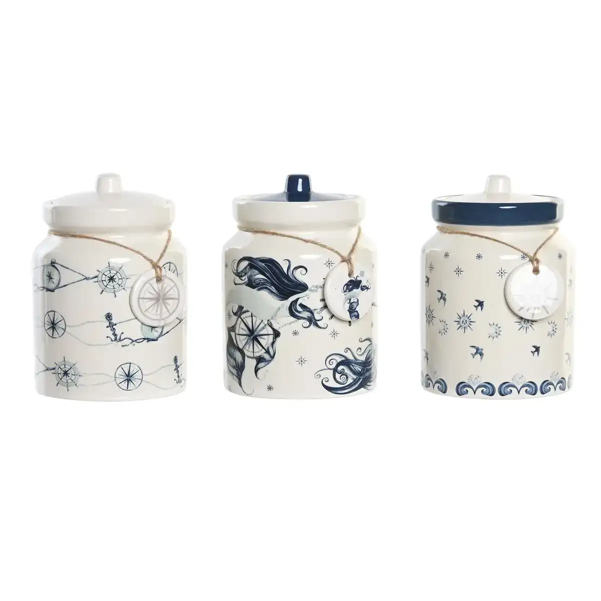 Boite dkd home decor 12 x 12 x 16 cm bleu blanc dolomite 3 unites _4878. DIAYTAR COTE D'IVOIRE - Votre Portail Vers l'Élégance Accessible. Parcourez notre boutique en ligne pour découvrir des produits qui incarnent le luxe à des prix abordables.