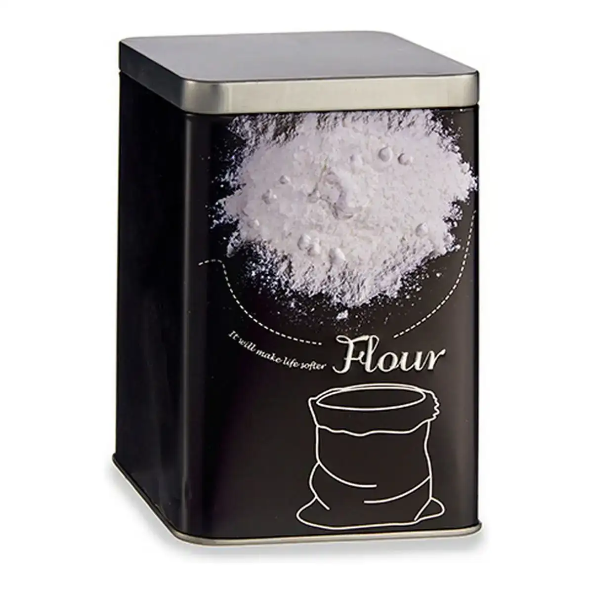 Boite en metal flour noir metal blanc 1 l_7680. DIAYTAR COTE D'IVOIRE - Votre Pass vers la Découverte. Explorez notre boutique en ligne et plongez dans un voyage à travers des produits authentiques et contemporains, tous réunis sous un même toit.