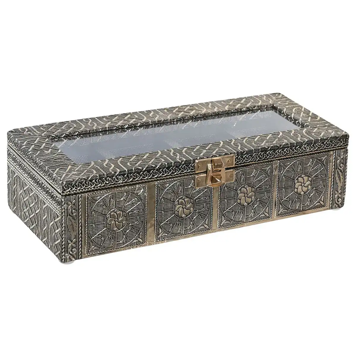 Boite pour infusions dkd home decor 23 x 9 x 6 cm champagne bois aluminium_1533. DIAYTAR COTE D'IVOIRE - Là où le Shopping Devient une Expérience. Naviguez à travers notre catalogue diversifié et découvrez des produits qui ajoutent de la couleur et de la passion à votre vie.