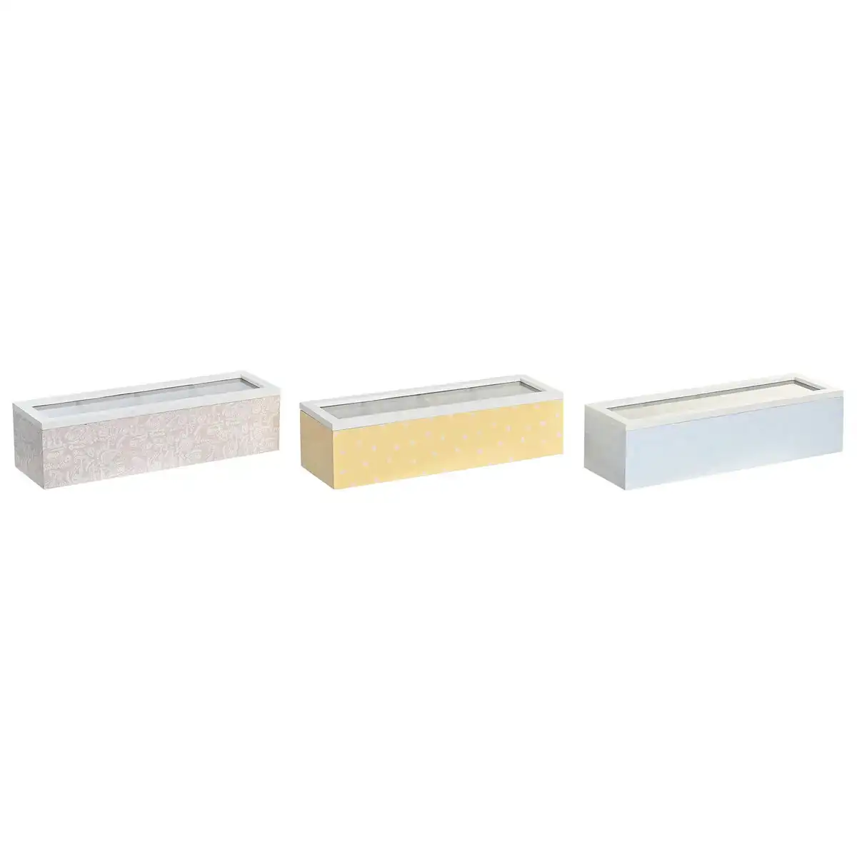 Boite pour infusions dkd home decor 30 x 9 x 8 cm verre bleu rose 3 pieces bois mdf_4711. DIAYTAR COTE D'IVOIRE - Votre Plateforme pour un Shopping Inspiré. Explorez nos offres variées et découvrez des articles qui stimulent votre créativité et embellissent votre vie.