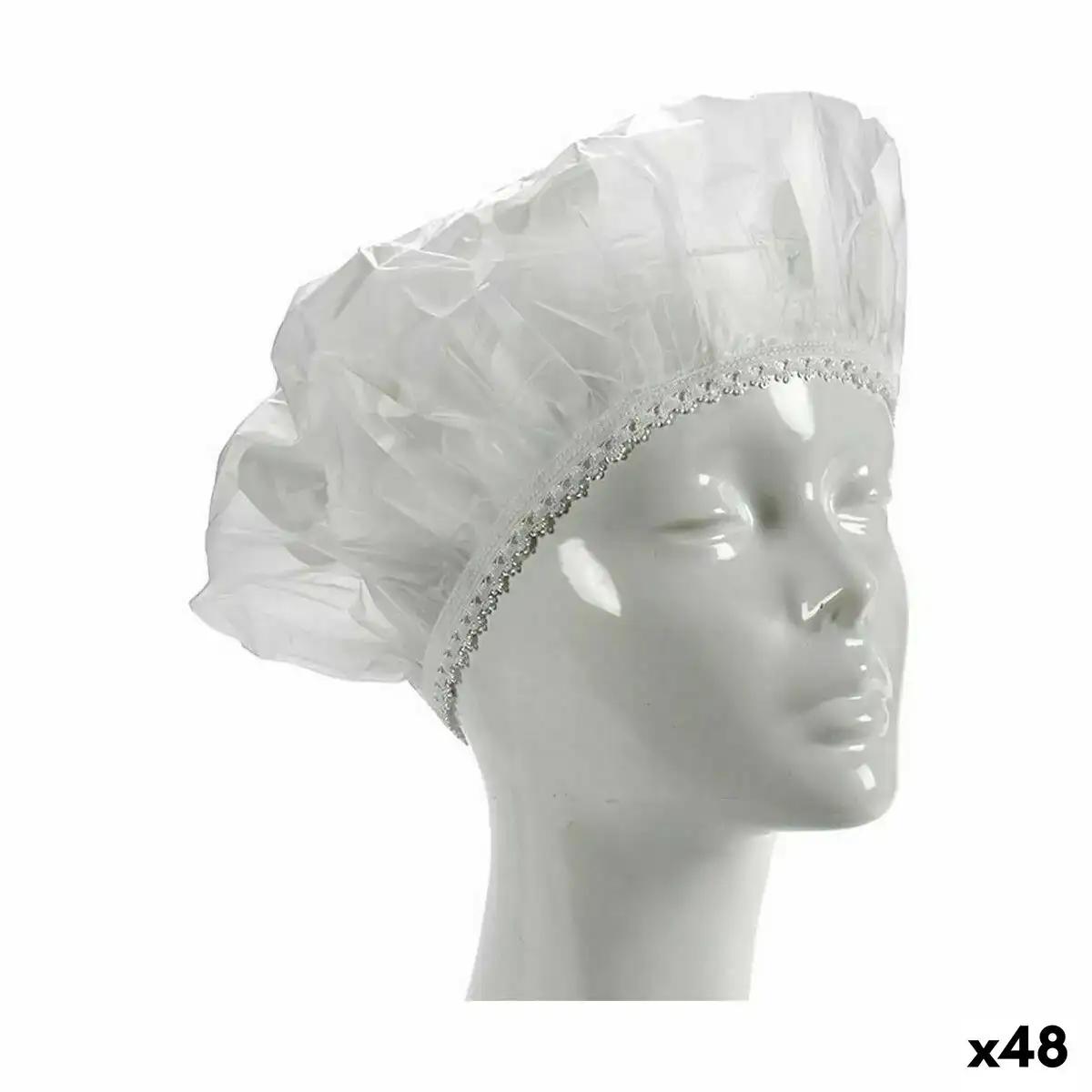 Bonnet de douche transparent 28 cm plastique 48 unites _1394. DIAYTAR COTE D'IVOIRE - L'Art du Shopping Sublime. Naviguez à travers notre catalogue et choisissez parmi des produits qui ajoutent une touche raffinée à votre vie quotidienne.