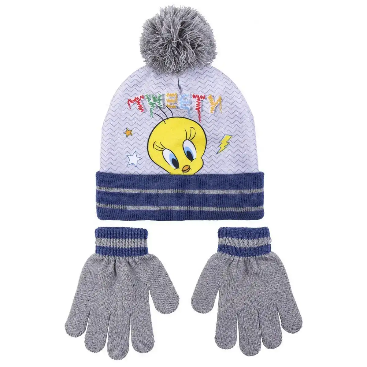 Bonnet et gants looney tunes gris taille unique _9672. DIAYTAR COTE D'IVOIRE - Là où l'Élégance Devient un Mode de Vie. Naviguez à travers notre gamme et choisissez des produits qui apportent une touche raffinée à votre quotidien.