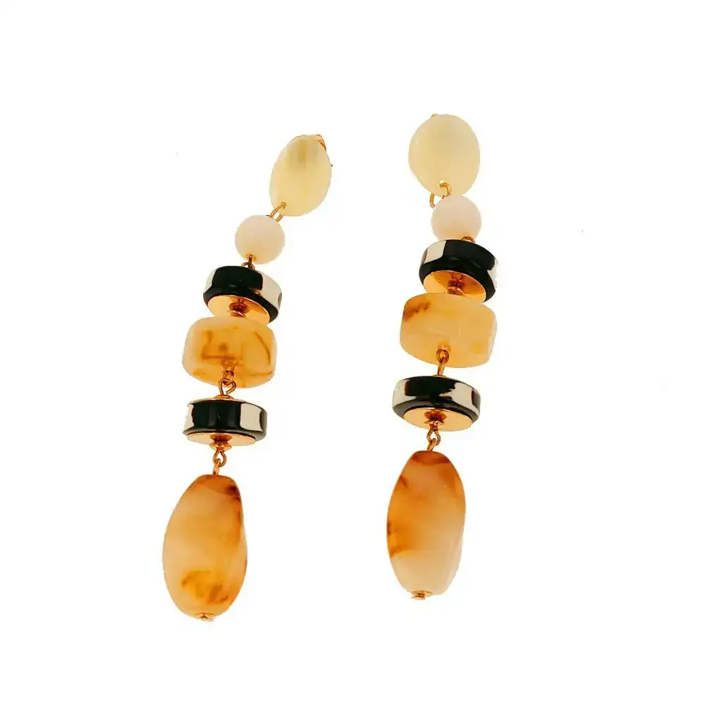 Boucles d oreilles femme lola casademunt noir beige resine laiton_4375. DIAYTAR COTE D'IVOIRE - L'Art de Vivre le Shopping Inspiré. Parcourez notre catalogue et choisissez des produits qui reflètent votre passion pour la beauté et l'authenticité.