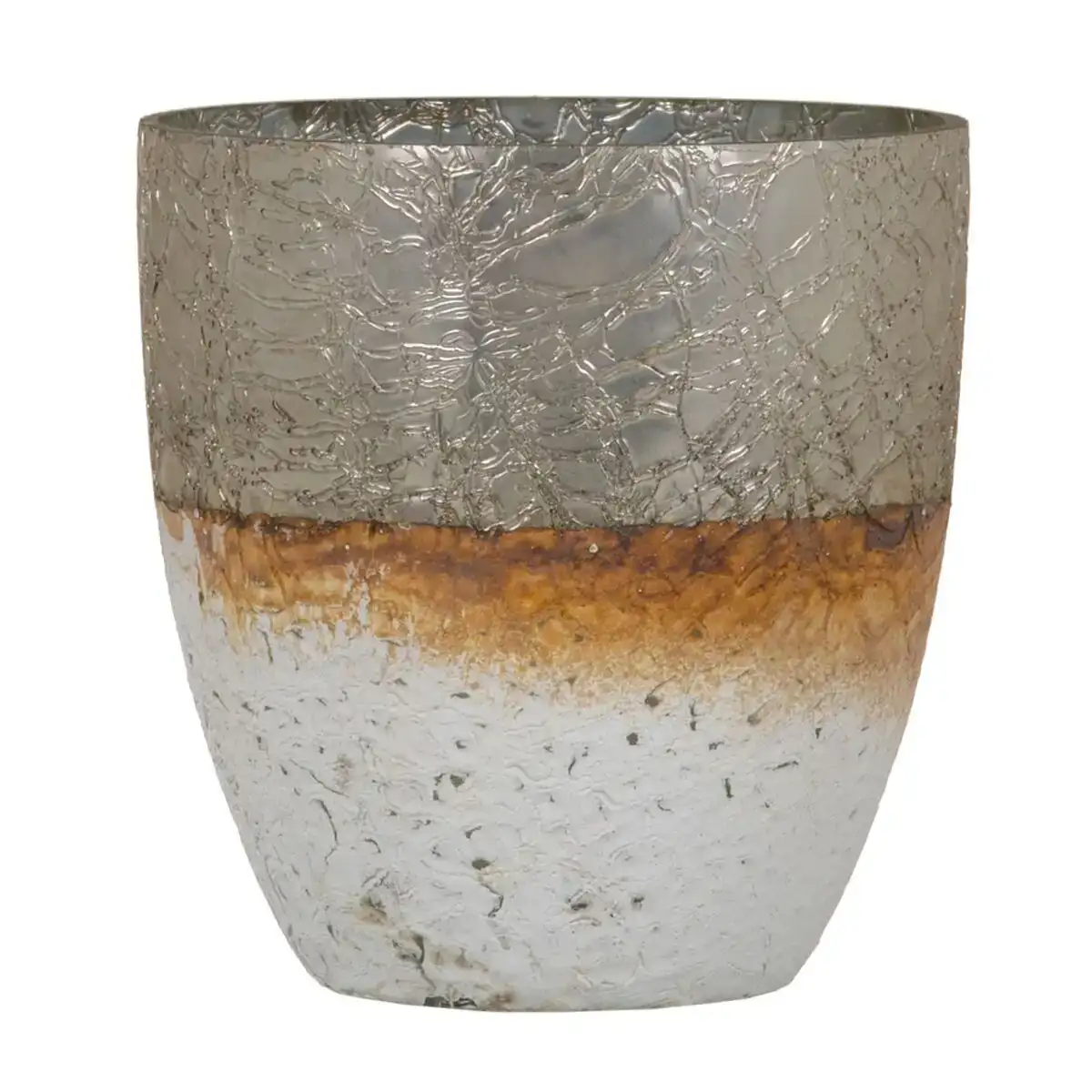 Bougeoir 16 x 16 x 15 cm verre gris blanc_2862. Bienvenue chez DIAYTAR COTE D'IVOIRE - Où Choisir est une Invitation au Voyage. Explorez notre boutique en ligne et découvrez des produits qui vous transportent dans l'univers du Côte d'Ivoire.