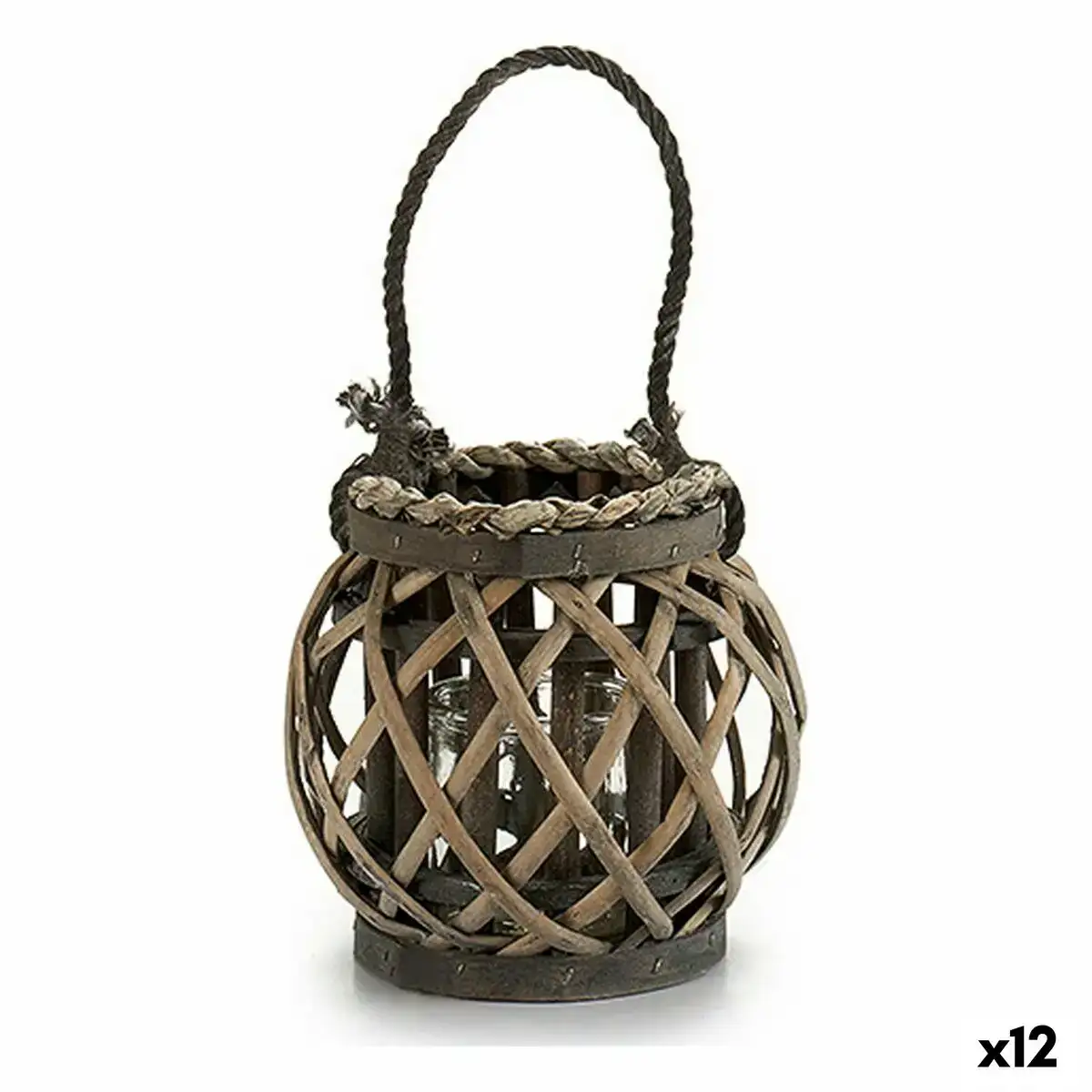 Bougeoir 21 x 19 x 17 cm gris verre osier 12 unites _3377. DIAYTAR COTE D'IVOIRE - Là où les Rêves de Shopping Deviennent Réalité. Naviguez à travers notre catalogue diversifié et choisissez parmi une variété d'articles qui feront de votre shopping une expérience inoubliable.