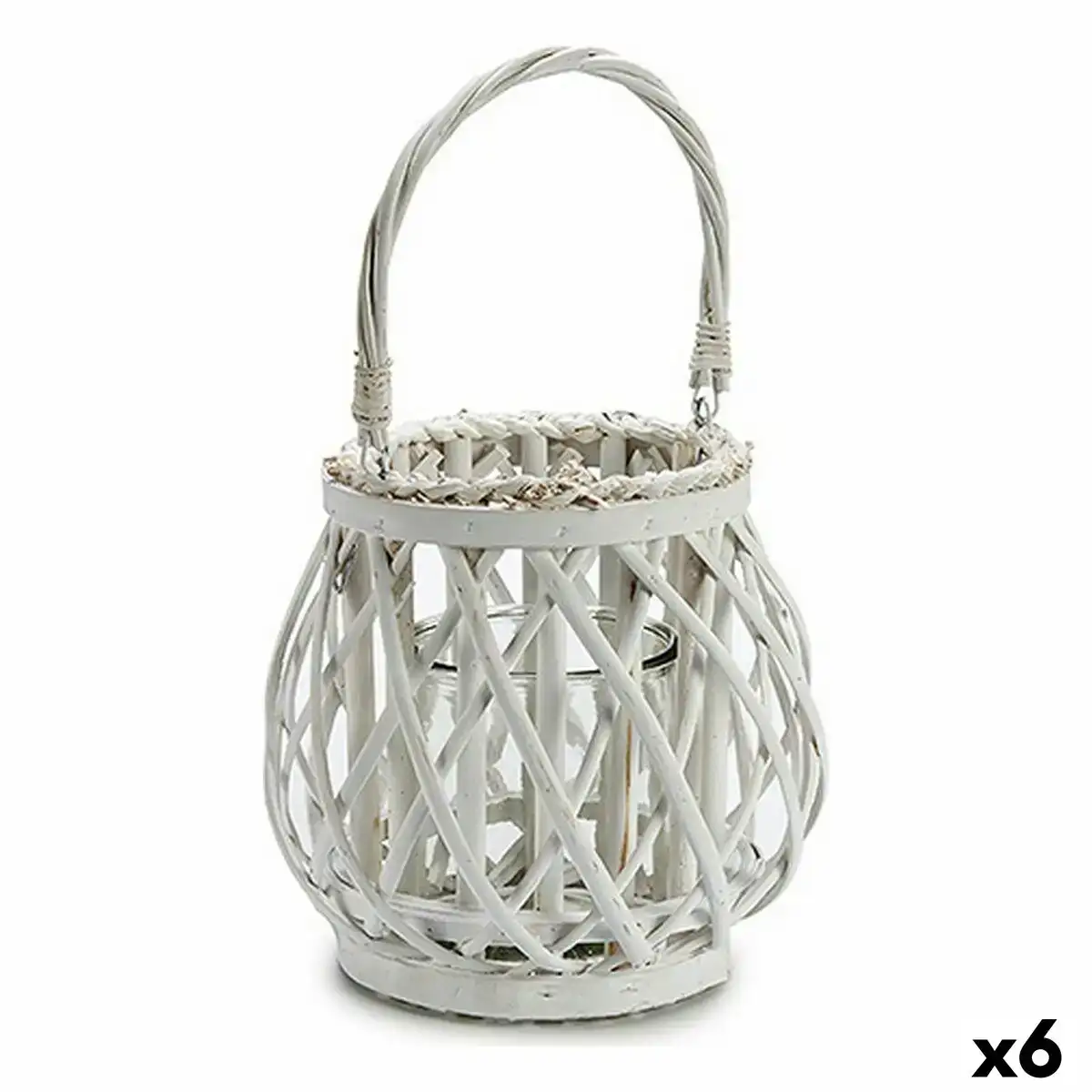 Bougeoir 30 x 22 x 22 cm blanc verre osier 6 unites _9429. DIAYTAR COTE D'IVOIRE - Où Votre Shopping Prend Vie. Explorez notre boutique en ligne pour trouver des articles qui vous ressemblent et qui ajoutent de l'éclat à votre quotidien.