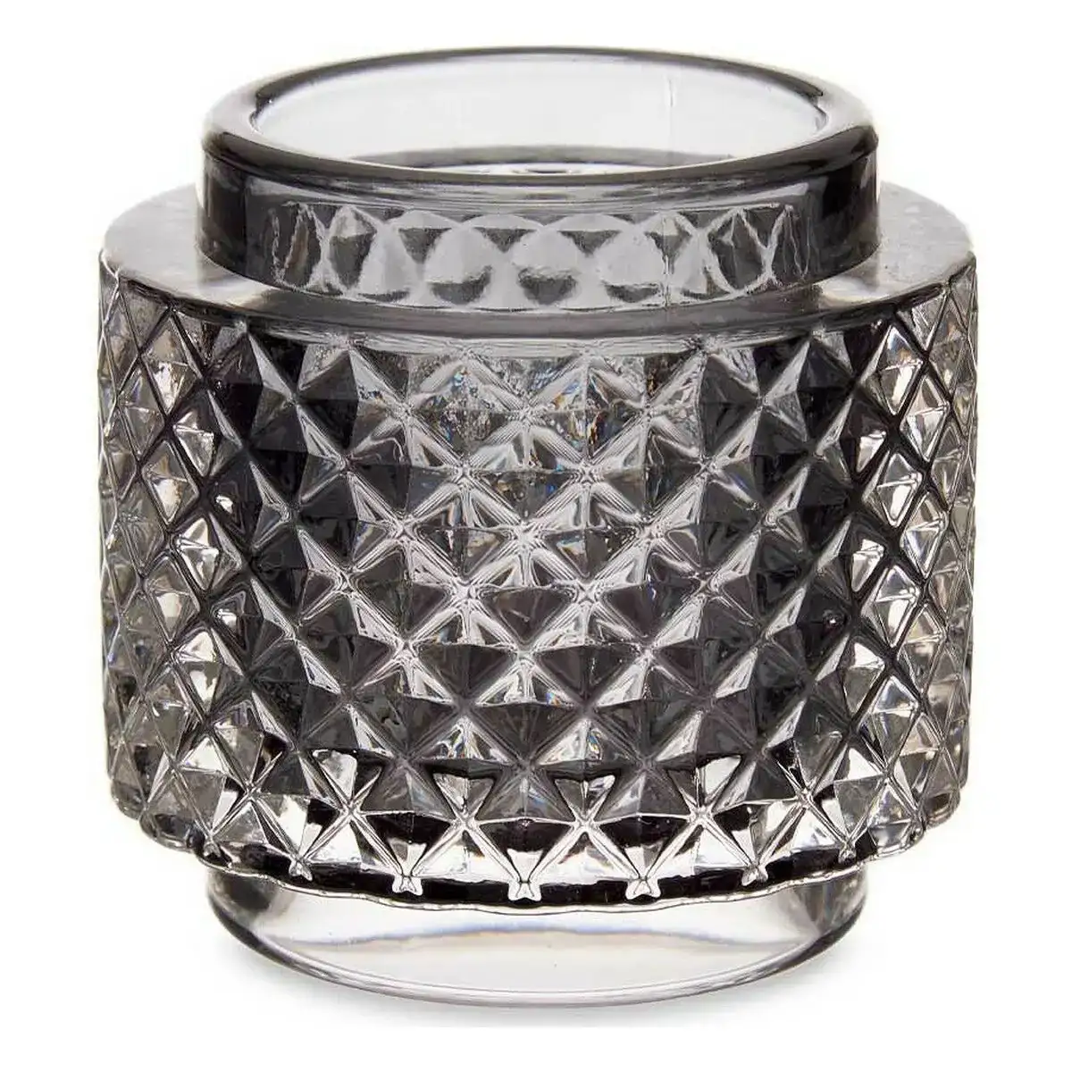 Bougeoir 9 x 8 8 x 9 cm gris verre_3185. DIAYTAR COTE D'IVOIRE - Votre Escapade Shopping Virtuelle. Explorez notre boutique en ligne et dénichez des trésors qui évoquent la culture et le savoir-faire sénégalais, un clic à la fois.