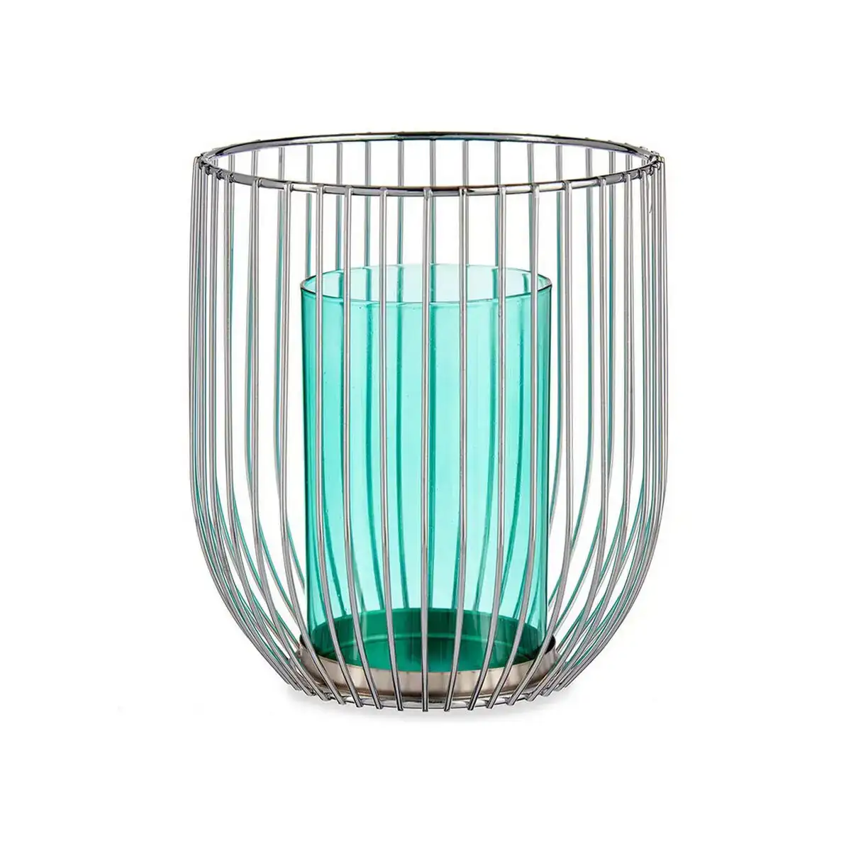 Bougeoir argente bleu cage metal verre 15 x 17 x 15 cm _7586. Bienvenue sur DIAYTAR COTE D'IVOIRE - Où l'Authenticité Rencontre le Confort. Plongez dans notre univers de produits qui allient tradition et commodité pour répondre à vos besoins.