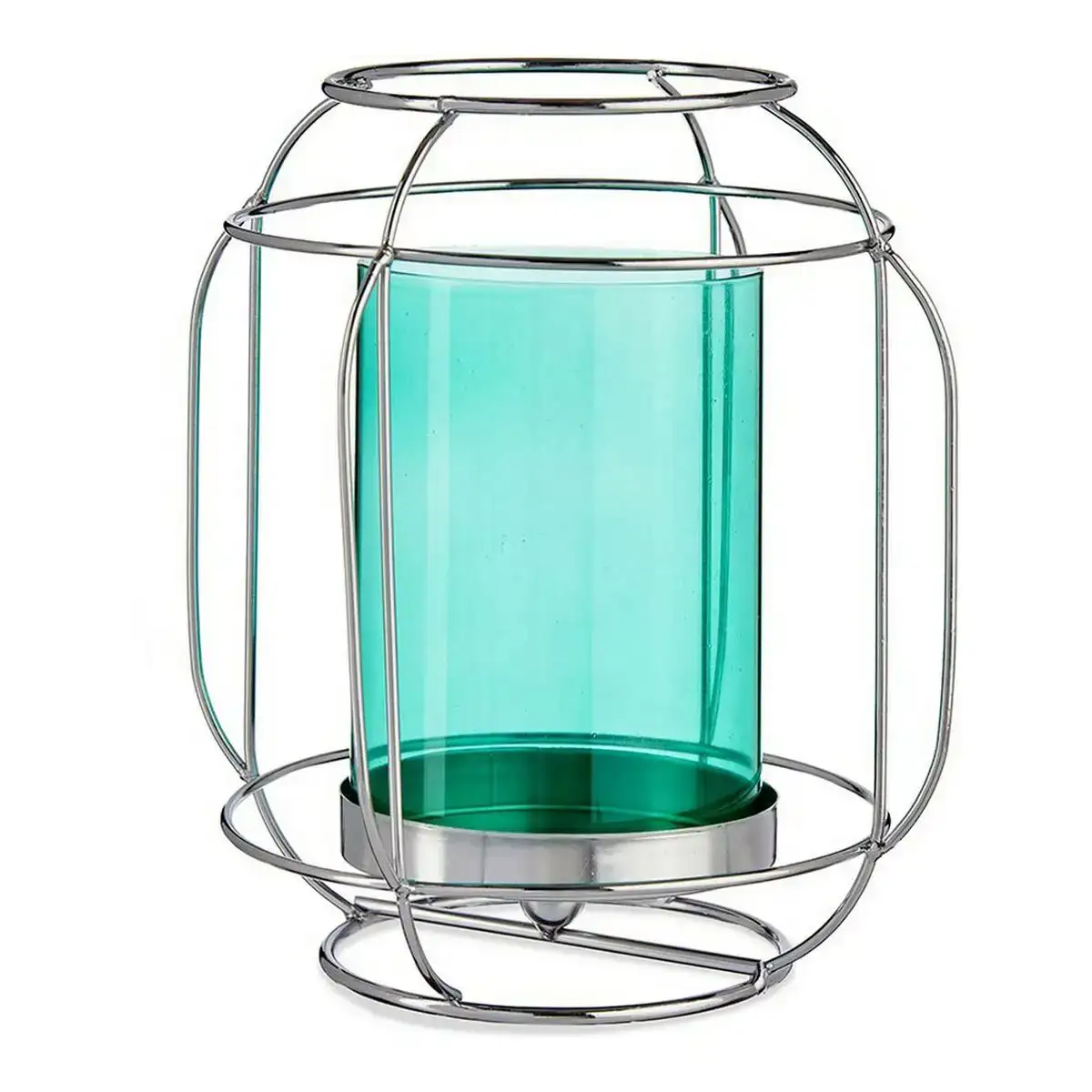 Bougeoir argente bleu lanterne metal verre 19 x 20 x 19 cm _3544. DIAYTAR COTE D'IVOIRE - L'Art de Vivre avec Authenticité. Explorez notre gamme de produits artisanaux et découvrez des articles qui apportent une touche unique à votre vie.