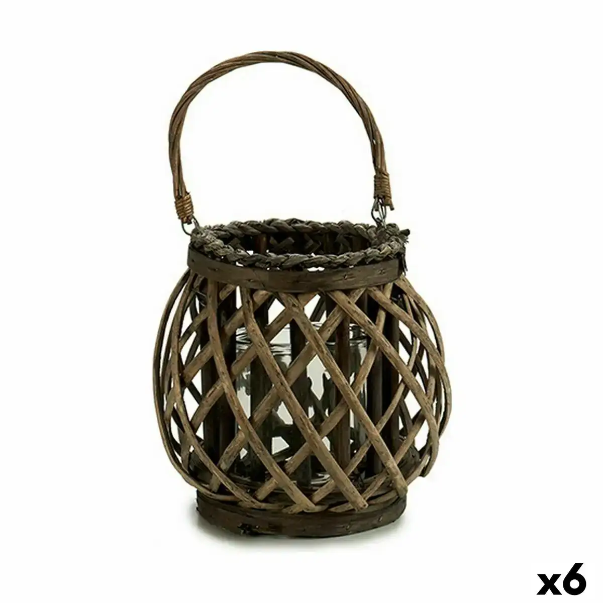 Bougeoir gris marron osier verre 29 5 x 24 x 22 cm 6 unites _7094. DIAYTAR COTE D'IVOIRE - Où Chaque Détail Compte. Naviguez à travers notre gamme variée et choisissez des articles qui ajoutent une touche spéciale à votre quotidien, toujours avec qualité et style.