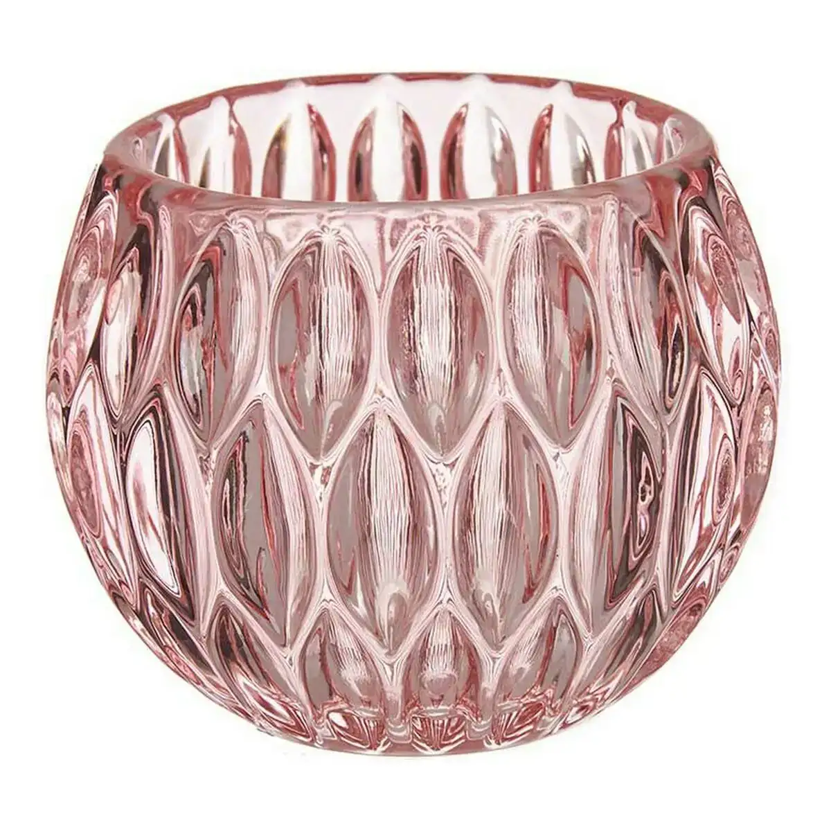 Bougeoir hexagones 11 x 9 x 11 cm verre rose_3044. DIAYTAR COTE D'IVOIRE - Où Chaque Détail Fait la Différence. Parcourez notre sélection soignée et choisissez des articles qui rehaussent votre quotidien, du fonctionnel à l'esthétique.