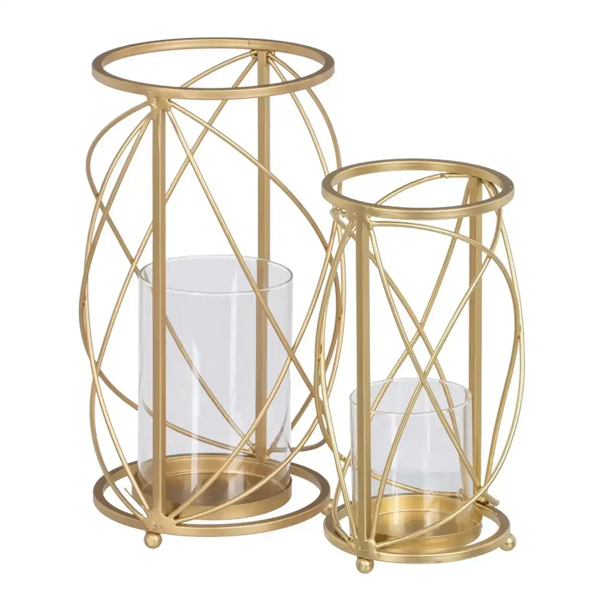 Bougeoir verre dore metal 17 x 17 x 30 cm 2 unites _6197. DIAYTAR COTE D'IVOIRE - Où Choisir est une Célébration de l'Artisanat Local. Découvrez notre boutique en ligne et choisissez des produits qui incarnent la passion des artisans sénégalais.