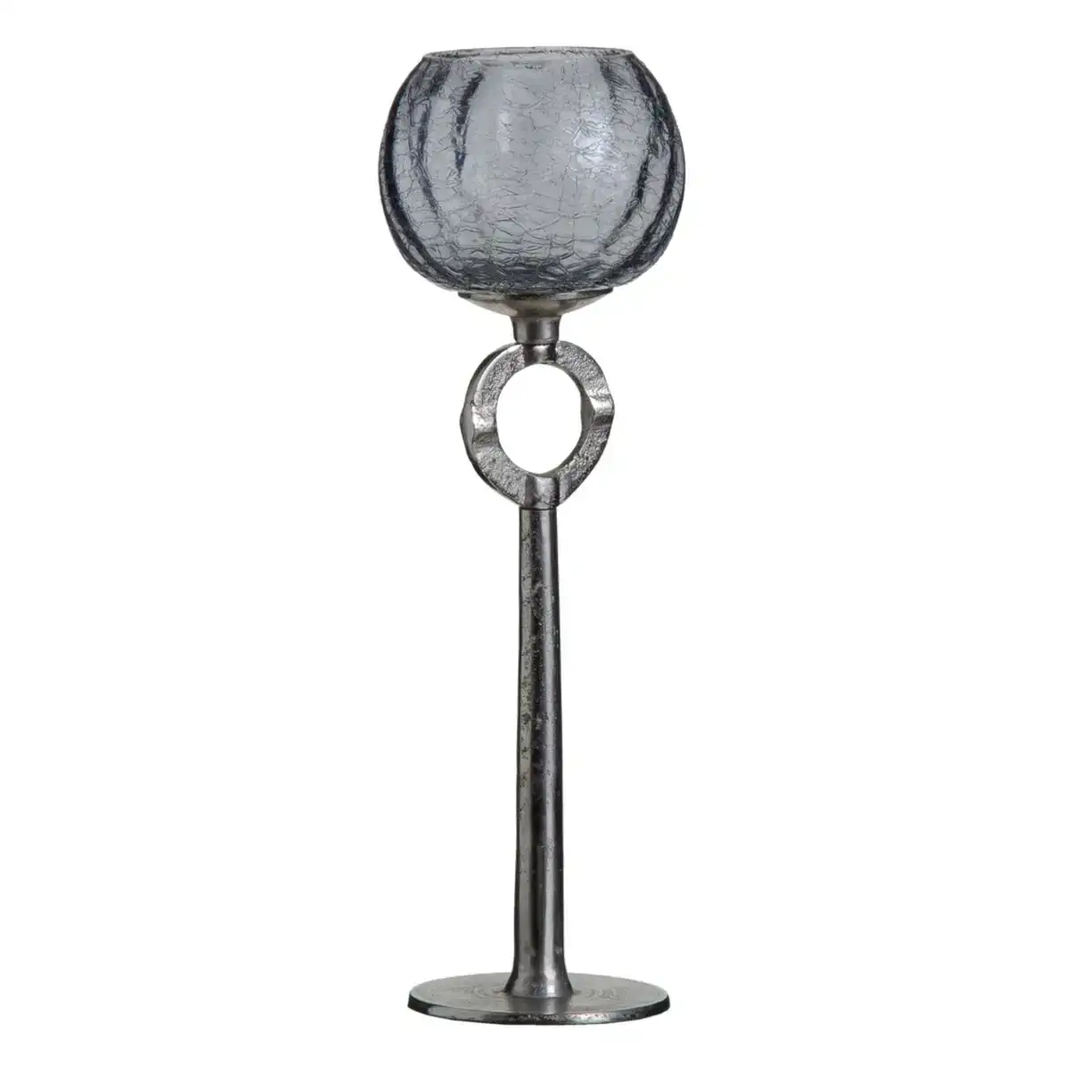 Bougeoir verre gris metal 13 x 13 x 38 cm argent_6221. DIAYTAR COTE D'IVOIRE - Votre Passage vers le Chic et l'Élégance. Naviguez à travers notre boutique en ligne pour trouver des produits qui ajoutent une touche sophistiquée à votre style.