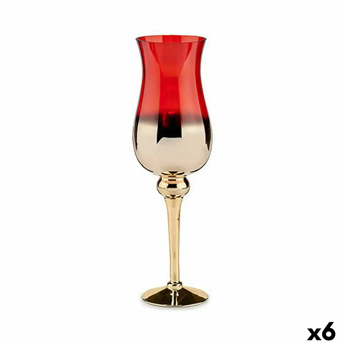 Bougeoir verre rouge dore 13 x 45 x 13 cm 6 unites _3684. Bienvenue sur DIAYTAR COTE D'IVOIRE - Votre Destination Shopping à la Côte d'Ivoireaise. Explorez notre boutique en ligne et découvrez une gamme variée de produits qui capturent l'esprit du Côte d'Ivoire.