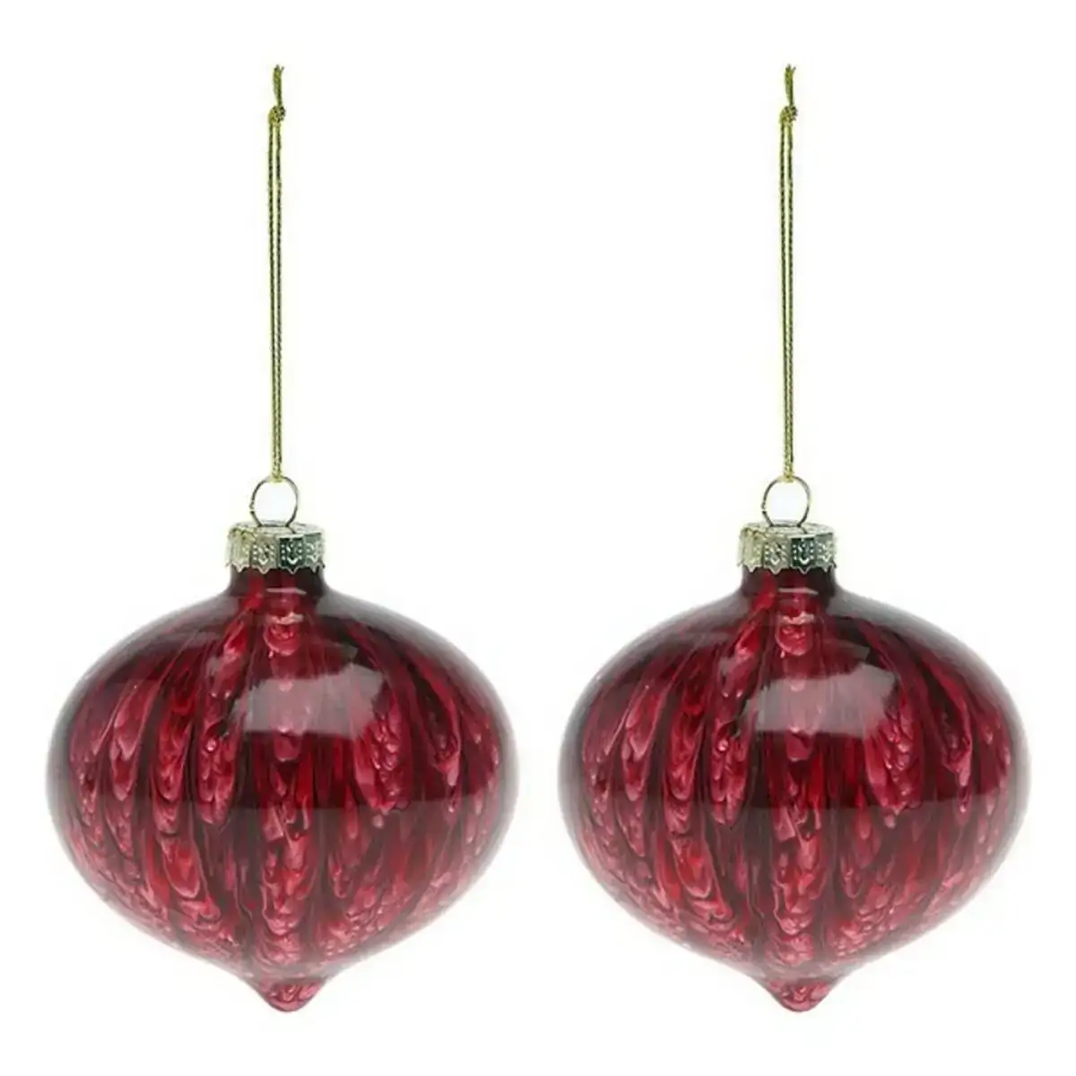 Boules de noel 2 pcs 112490 marron rouge 8 cm 2 unites _3563. DIAYTAR COTE D'IVOIRE - Là où Chaque Achat a du Sens. Explorez notre gamme et choisissez des produits qui racontent une histoire, votre histoire.