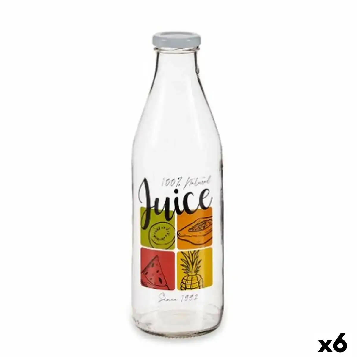 Bouteille en verre jus transparent metal verre 1 l 6 unites _4156. Entrez dans l'Univers de DIAYTAR COTE D'IVOIRE - Votre Destination de Shopping Complète. Découvrez des produits qui reflètent la diversité et la richesse culturelle du Côte d'Ivoire, le tout à portée de clic.