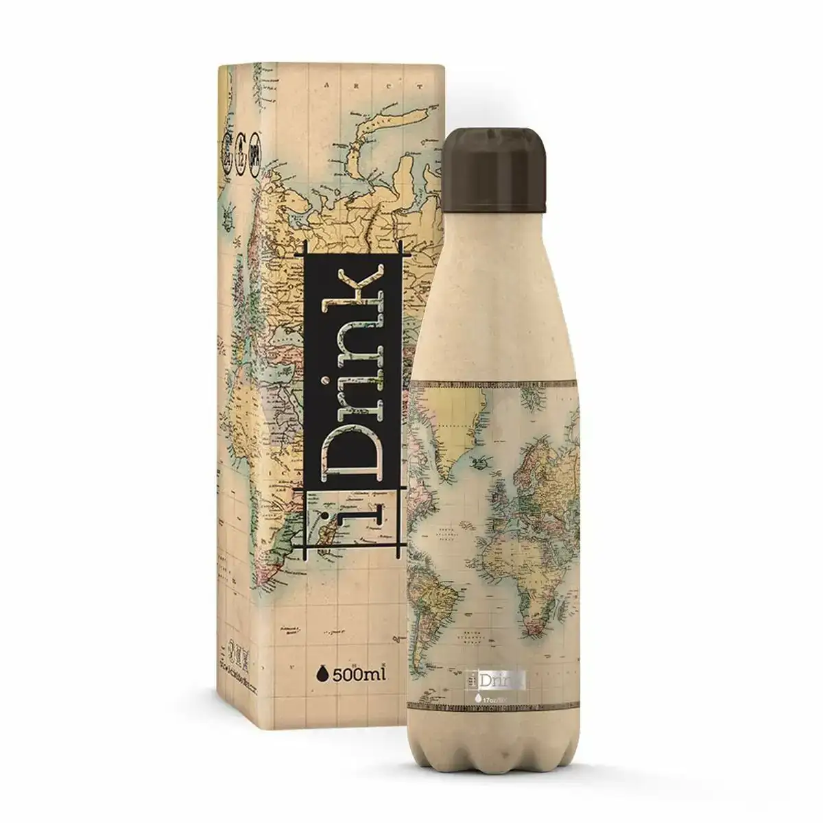 Bouteille thermique itotal beige mappemonde acier inoxydable 500 ml _7673. DIAYTAR COTE D'IVOIRE - Votre Passage vers l'Élégance Abordable. Explorez notre collection où chaque produit est choisi pour sa qualité et son accessibilité, incarnant ainsi l'essence du Côte d'Ivoire.