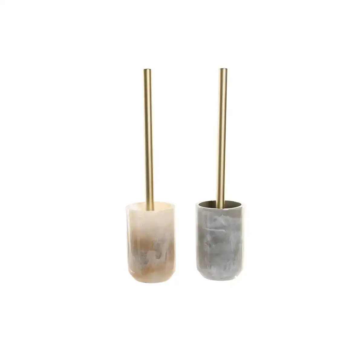 Brosse de salle de wc dkd home decor 9 x 9 x 37 cm gris beige dore blanc resine gris clair 2 unites _4411. DIAYTAR COTE D'IVOIRE - Où Chaque Achat Raconte une Histoire. Explorez notre boutique en ligne et créez votre propre narration à travers notre diversité de produits, chacun portant une signification unique.