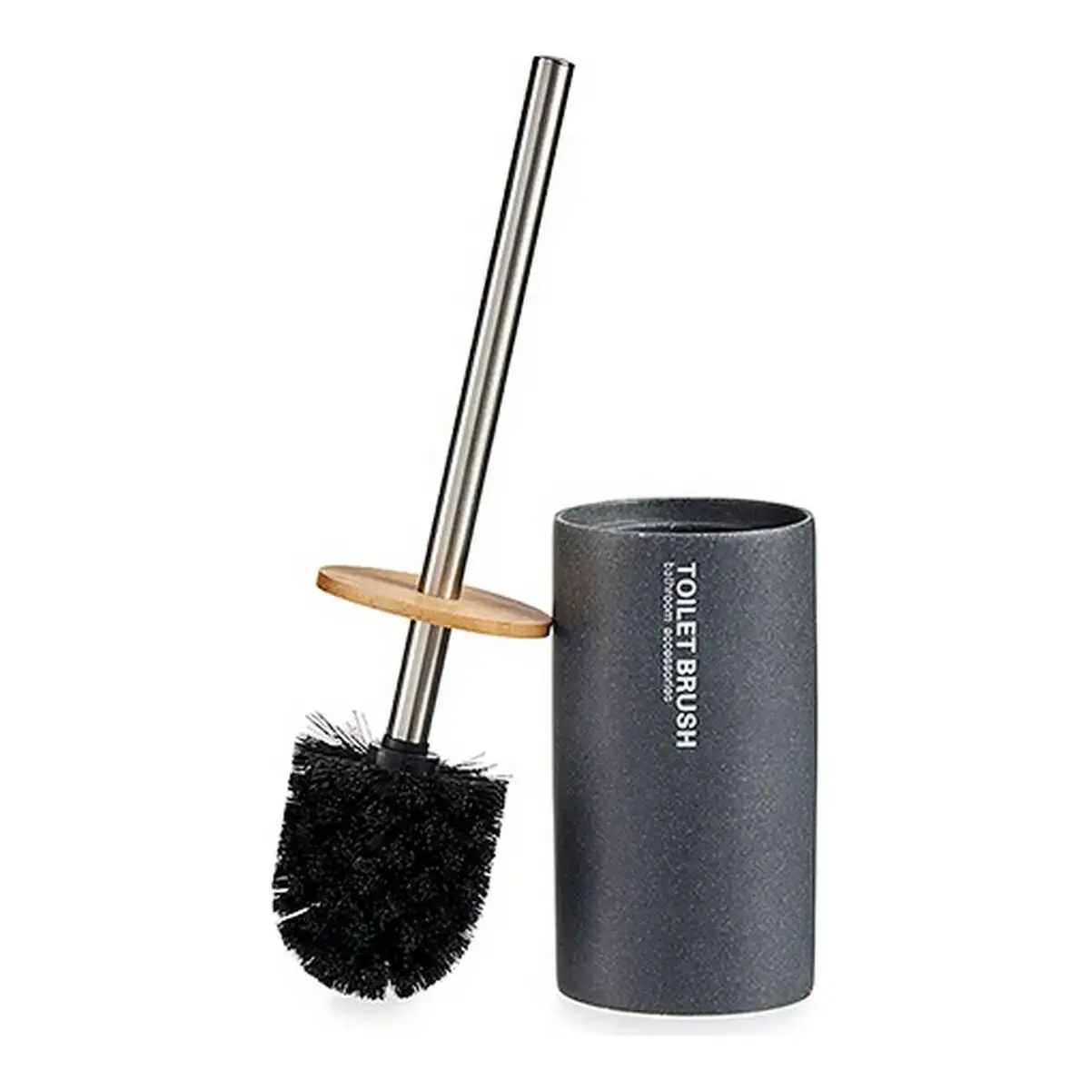 Brosse de salle de wc gris metal resine bambou 9 7 x 37 5 x 9 7 cm_1025. DIAYTAR COTE D'IVOIRE - L'Art de Choisir, l'Art de S'émerveiller. Explorez notre gamme de produits et laissez-vous émerveiller par des créations authentiques et des designs modernes.
