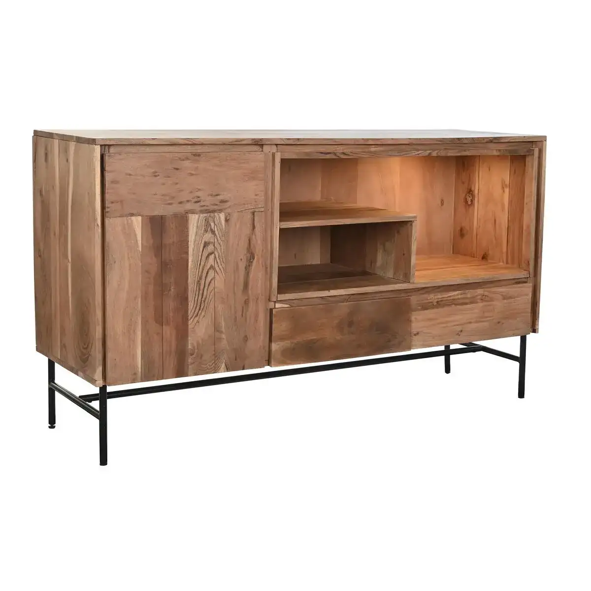 Buffet dkd home decor 142 x 40 x 81 cm noir metal marron acacia_5316. Entrez dans l'Univers de DIAYTAR COTE D'IVOIRE - Où Chaque Produit a son Éclat Unique. Explorez notre gamme variée et choisissez des articles qui illuminent votre quotidien.