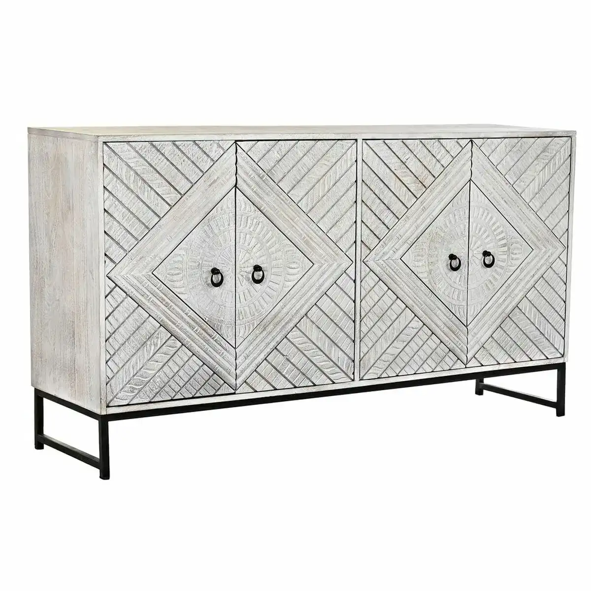 Buffet dkd home decor 155 x 40 x 85 cm metal blanc bois de manguier_2624. DIAYTAR COTE D'IVOIRE - L'Art du Shopping Sublime. Naviguez à travers notre catalogue et choisissez parmi des produits qui ajoutent une touche raffinée à votre vie quotidienne.