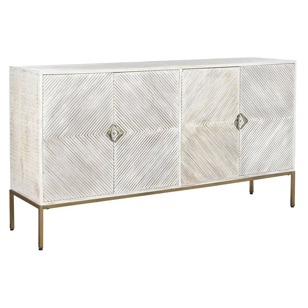 Buffet dkd home decor 170 x 40 x 90 cm dore metal blanc bois de manguier_2380. DIAYTAR COTE D'IVOIRE - Votre Escapade Shopping Virtuelle. Explorez notre boutique en ligne et dénichez des trésors qui évoquent la culture et le savoir-faire sénégalais, un clic à la fois.