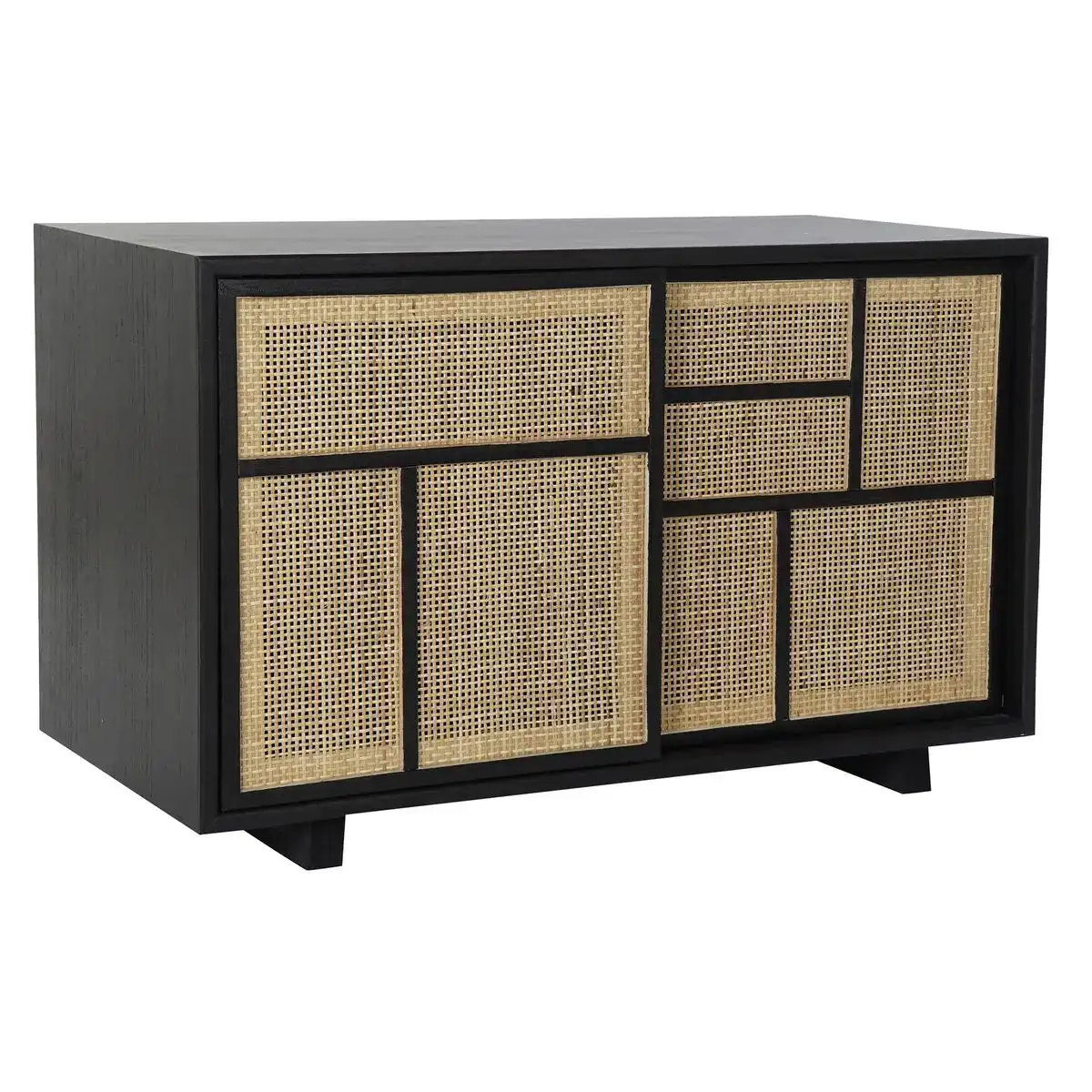 Buffet dkd home decor 80 x 38 x 50 cm naturel noir rotin bois de paulownia bois mdf_6970. DIAYTAR COTE D'IVOIRE - Où Choisir est un Plaisir. Explorez notre boutique en ligne et choisissez parmi des produits de qualité qui satisferont vos besoins et vos goûts.