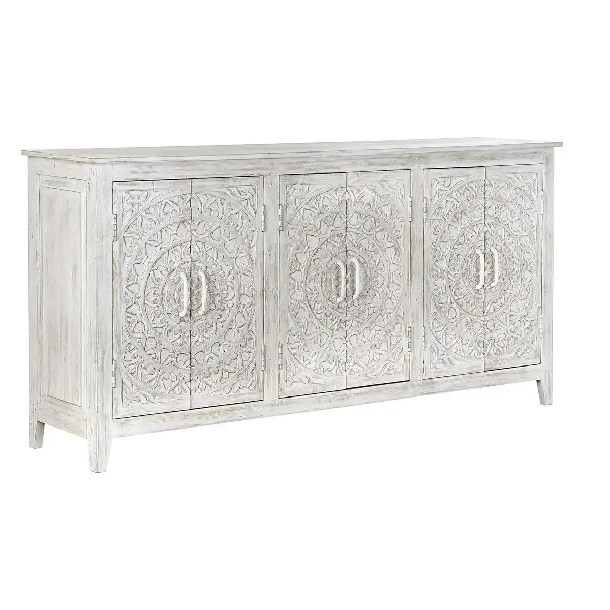 Buffet dkd home decor blanc bois de manguier 175 x 40 x 87 cm _8157. DIAYTAR COTE D'IVOIRE - Votre Marché Virtuel au Côte d'Ivoire. Parcourez notre boutique en ligne pour trouver des trésors cachés, des articles indispensables du quotidien aux joyaux artistiques.