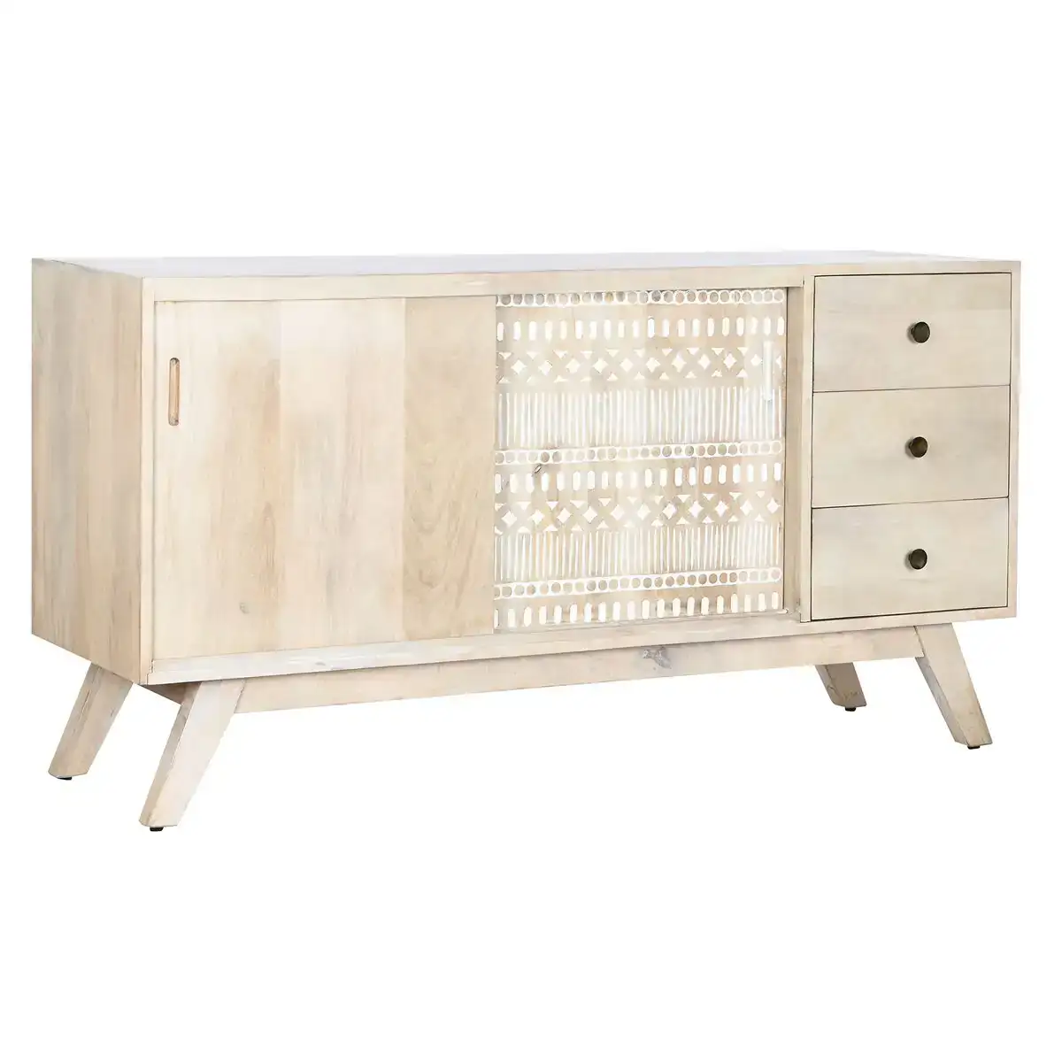 Buffet dkd home decor blanc naturel bois de manguier 145 x 42 x 75 cm_2948. DIAYTAR COTE D'IVOIRE - Où Chaque Produit est une Promesse de Qualité. Explorez notre boutique en ligne et choisissez des produits qui répondent à vos exigences élevées.