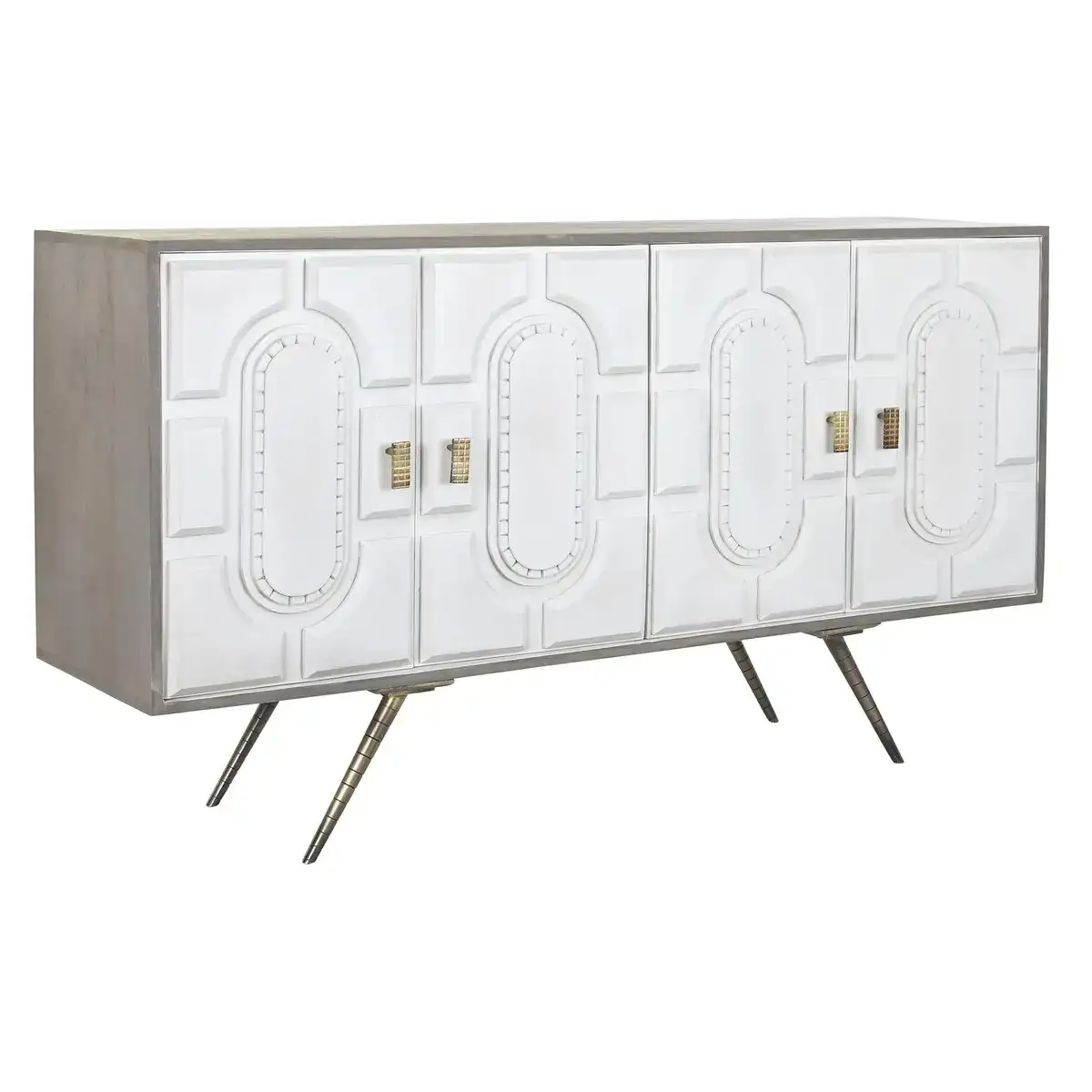 Buffet dkd home decor gris dore metal blanc bois de manguier 152 x 43 x 84 cm _9862. DIAYTAR COTE D'IVOIRE - Où Chaque Produit a son Histoire à Raconter. Parcourez notre catalogue et découvrez des articles qui portent en eux la passion et l'histoire du Côte d'Ivoire.