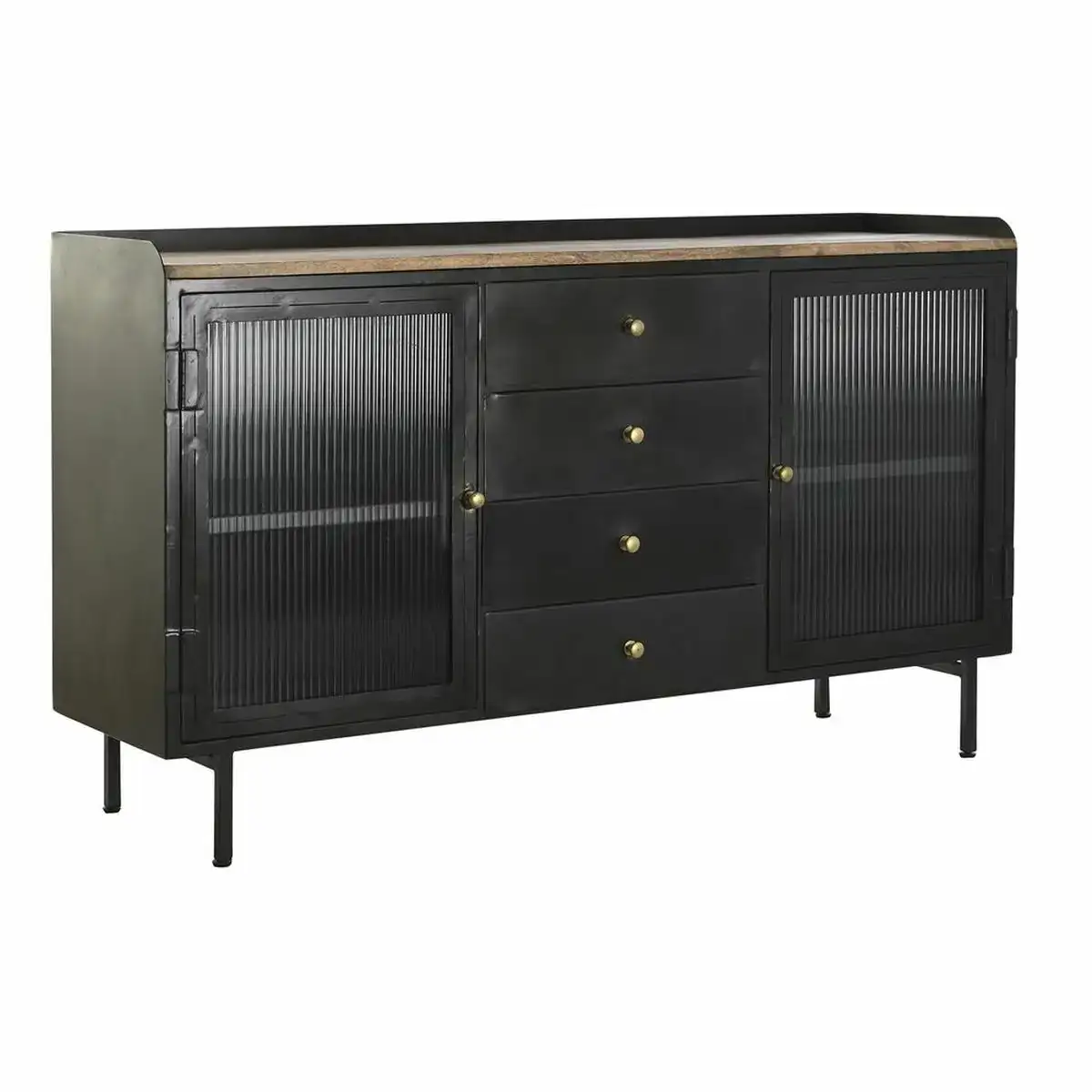 Buffet dkd home decor naturel noir dore metal bois de manguier 145 x 40 x 85 cm _4839. DIAYTAR COTE D'IVOIRE - Votre Source de Trouvailles uniques. Naviguez à travers notre catalogue et trouvez des articles qui vous distinguent et reflètent votre unicité.