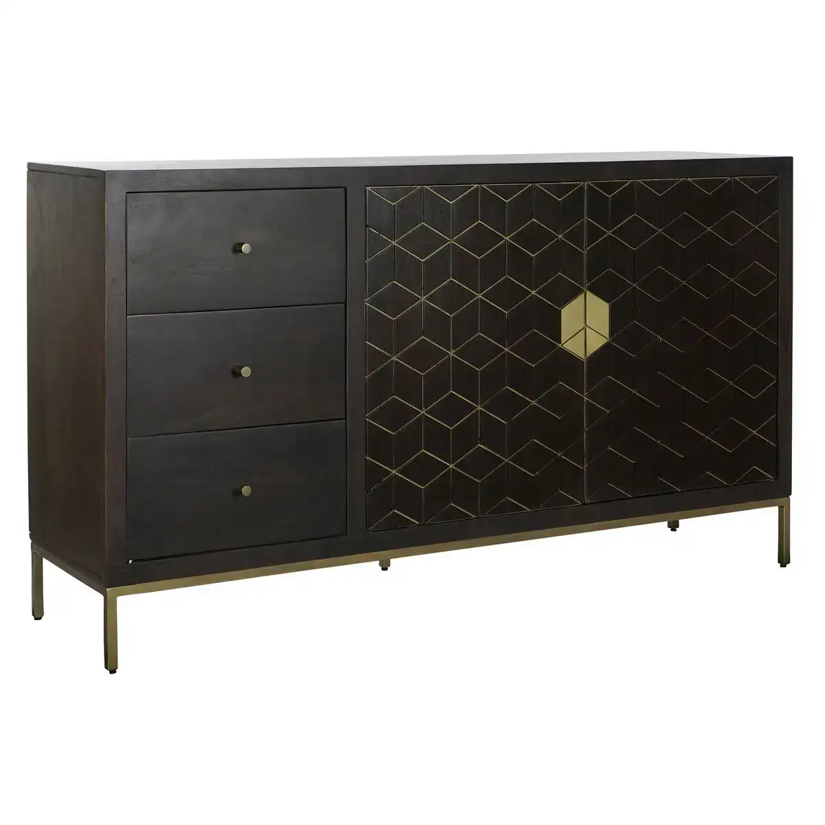 Buffet dkd home decor noir metal acacia 160 x 40 x 90 cm_3741. DIAYTAR COTE D'IVOIRE - Là où le Shopping devient une Fête des Sens. Plongez dans notre univers et choisissez des produits qui éveillent votre goût pour l'esthétique et l'authenticité.
