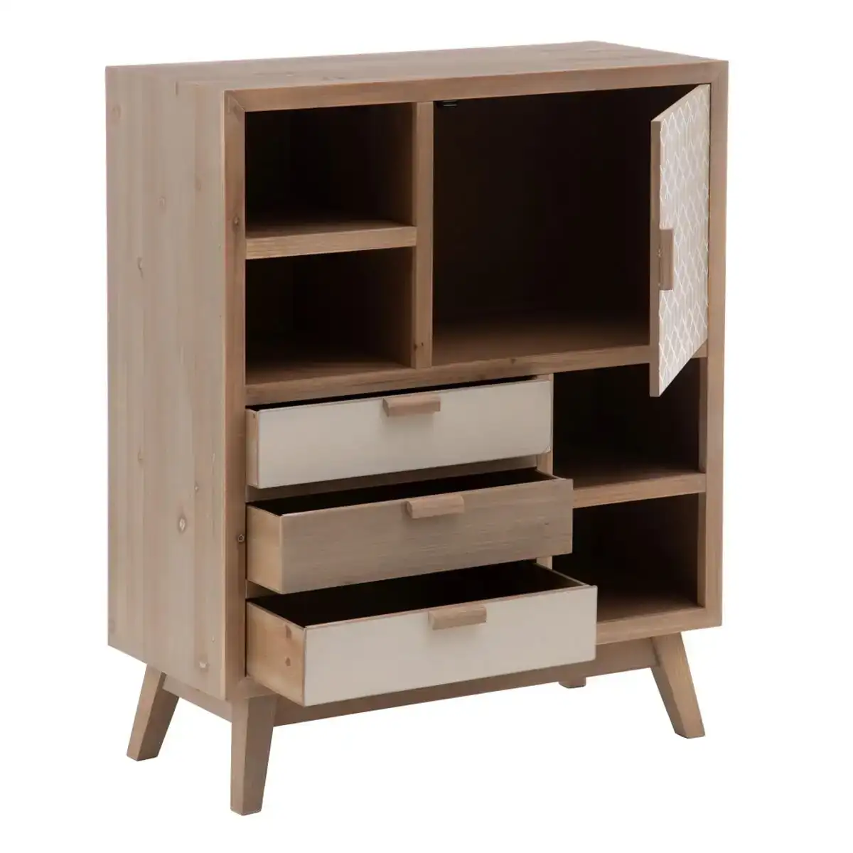 Buffet kensy 80 x 34 x 98 cm naturel bois blanc_6246. DIAYTAR COTE D'IVOIRE - L'Art de Magasiner sans Limites. Naviguez à travers notre collection diversifiée pour trouver des produits qui élargiront vos horizons shopping.