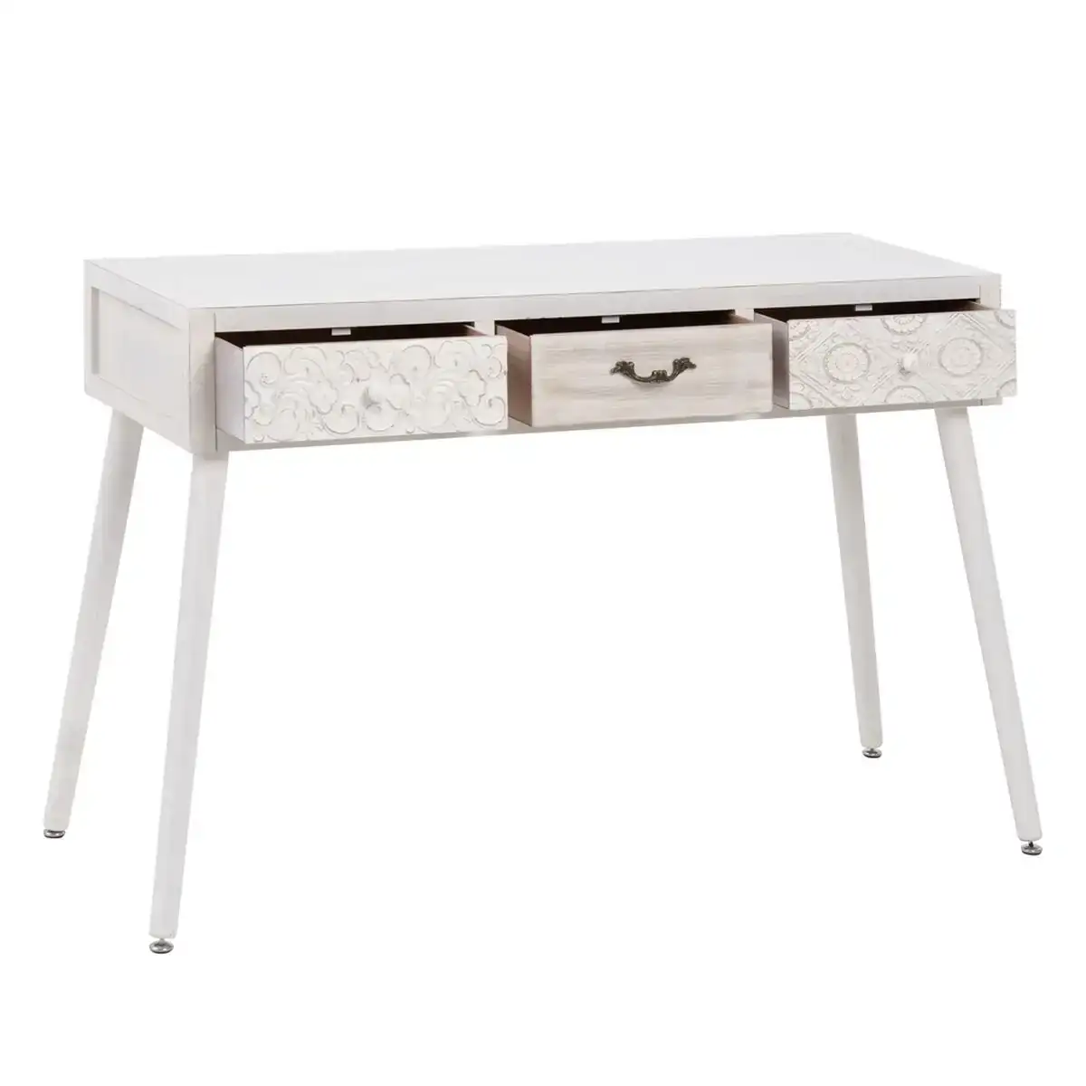 Bureau dune 110 x 40 x 78 cm naturel blanc bois d epicea_8332. DIAYTAR COTE D'IVOIRE - Votre Escapade Shopping Virtuelle. Explorez notre boutique en ligne et dénichez des trésors qui évoquent la culture et le savoir-faire sénégalais, un clic à la fois.