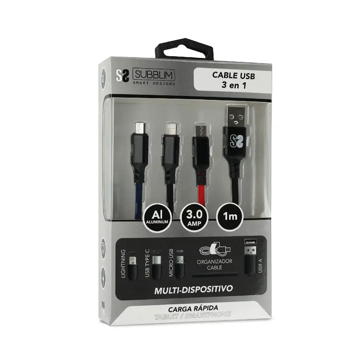 Cable micro usb subblim premium 3in1 1 m_8562. Bienvenue sur DIAYTAR COTE D'IVOIRE - Où Choisir est un Voyage Passionnant. Plongez dans notre catalogue et trouvez des produits qui révèlent la diversité et la beauté du Côte d'Ivoire.
