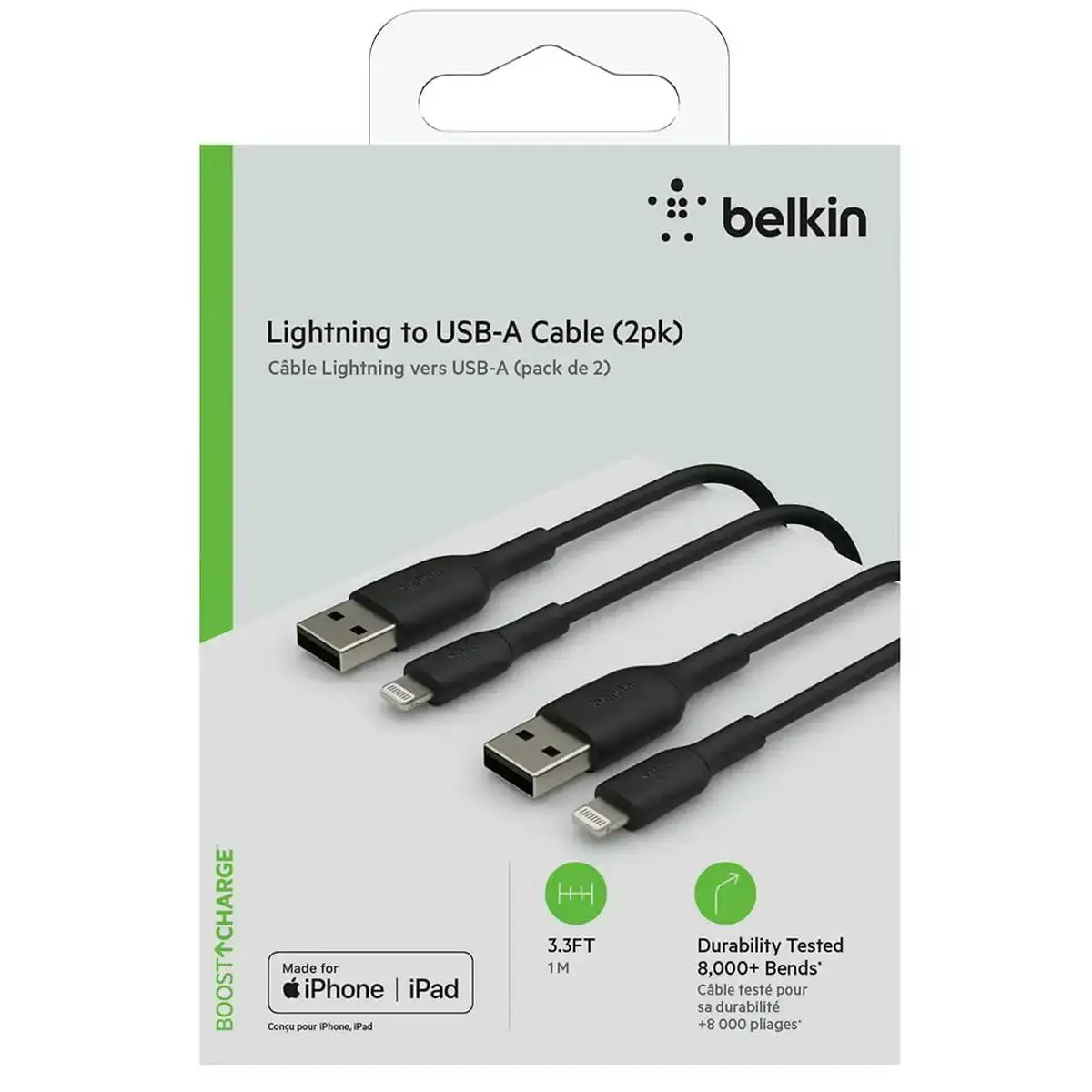 Cable usb vers lightning belkin caa001bt1mbk2pk 1 m noir 2 unites _2584. Bienvenue sur DIAYTAR COTE D'IVOIRE - Où Chaque Produit a son Histoire. Découvrez notre sélection unique et choisissez des articles qui racontent la richesse culturelle et artistique du Côte d'Ivoire.