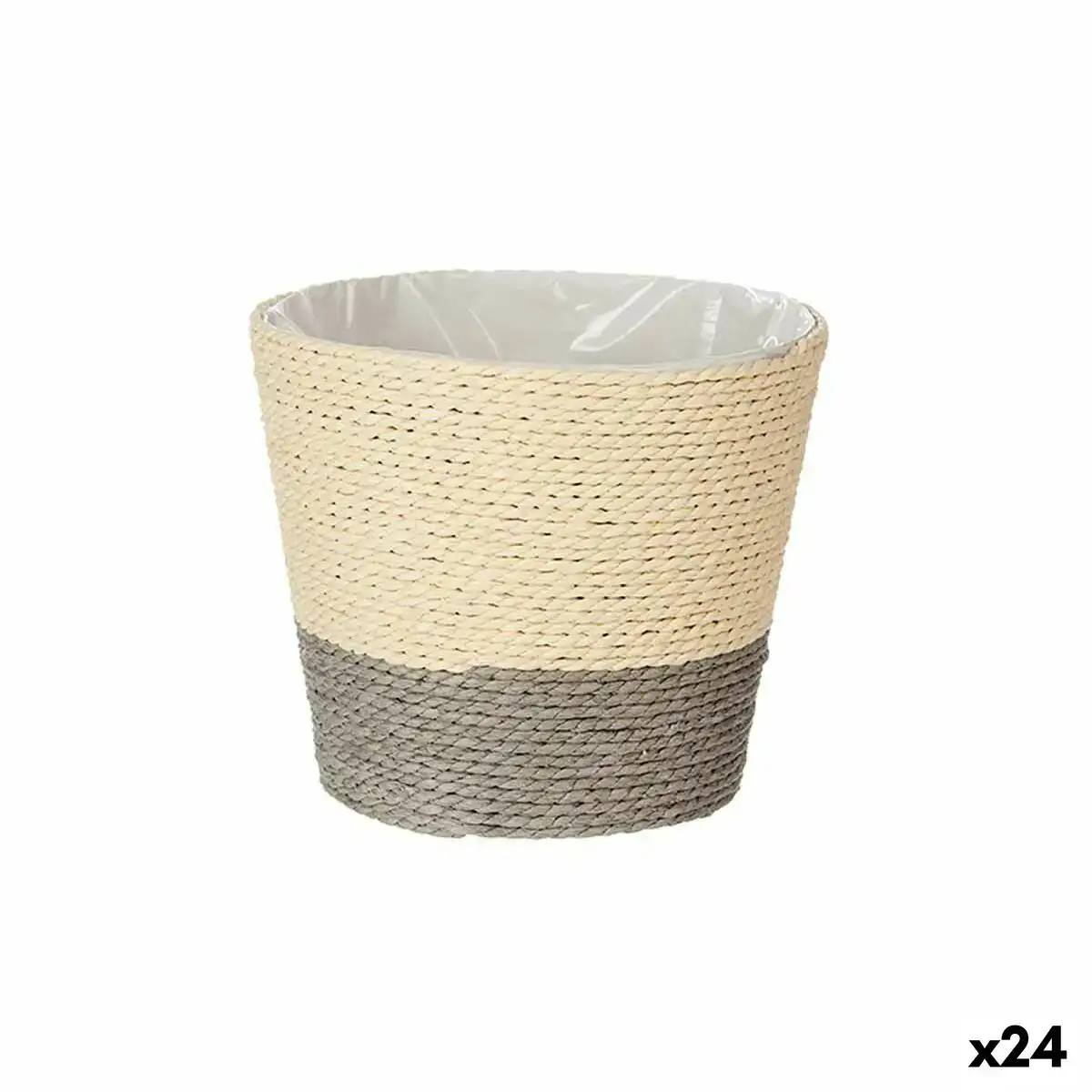 Cache pot 15 x 15 x 14 cm gris naturel corde plastique 24 unites _4976. Entrez dans l'Univers de DIAYTAR COTE D'IVOIRE - Où l'Innovation Rencontre la Tradition. Explorez notre sélection de produits modernes et traditionnels qui incarnent l'esprit dynamique du Côte d'Ivoire.
