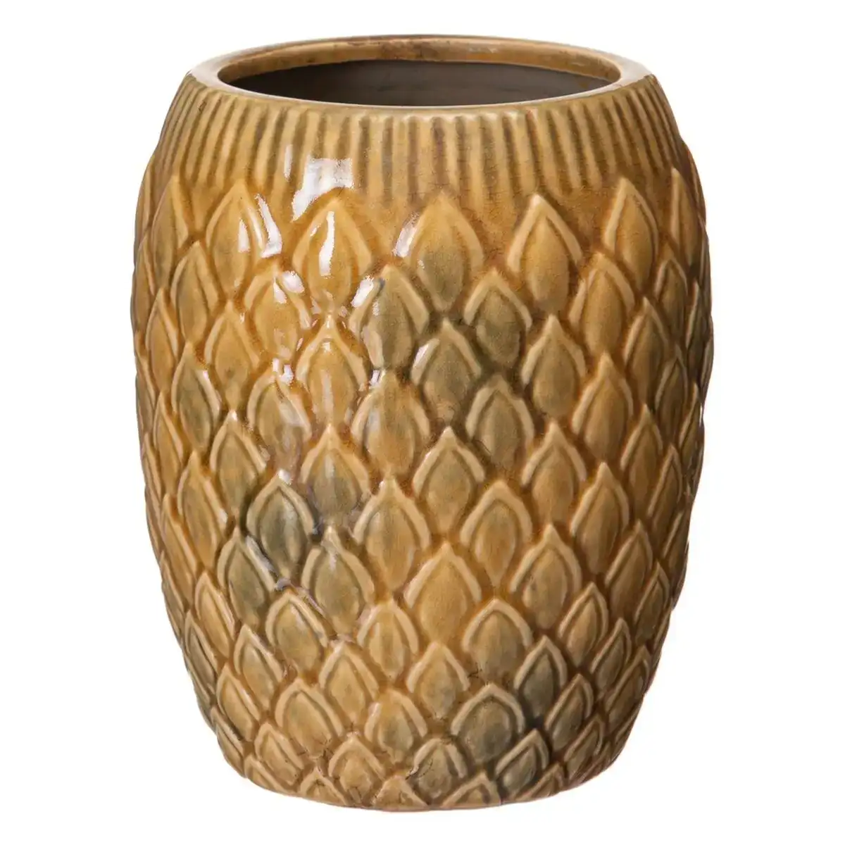 Cache pot 18 5 x 18 5 x 23 cm ceramique moutarde_7756. DIAYTAR COTE D'IVOIRE - Où Choisir Devient une Expression de Soi. Découvrez notre boutique en ligne et trouvez des articles qui révèlent votre personnalité et votre style.