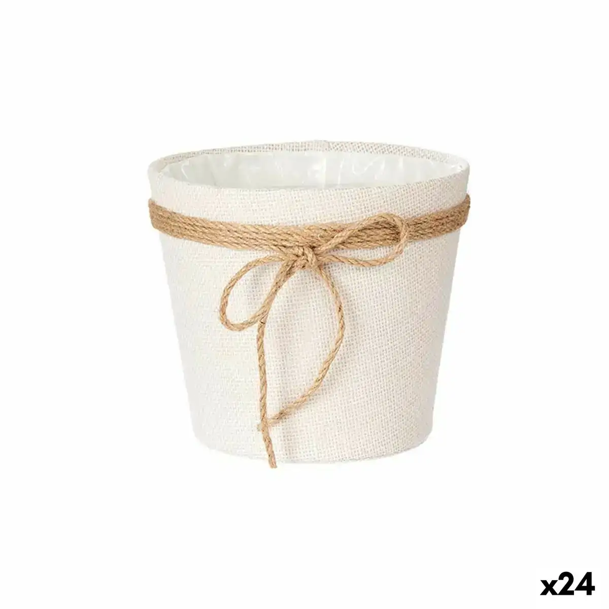 Cache pot 18 x 16 cm blanc corde plastique 24 unites _3547. DIAYTAR COTE D'IVOIRE - Où Chaque Produit est une Promesse de Qualité. Explorez notre boutique en ligne et choisissez des produits qui répondent à vos exigences élevées.