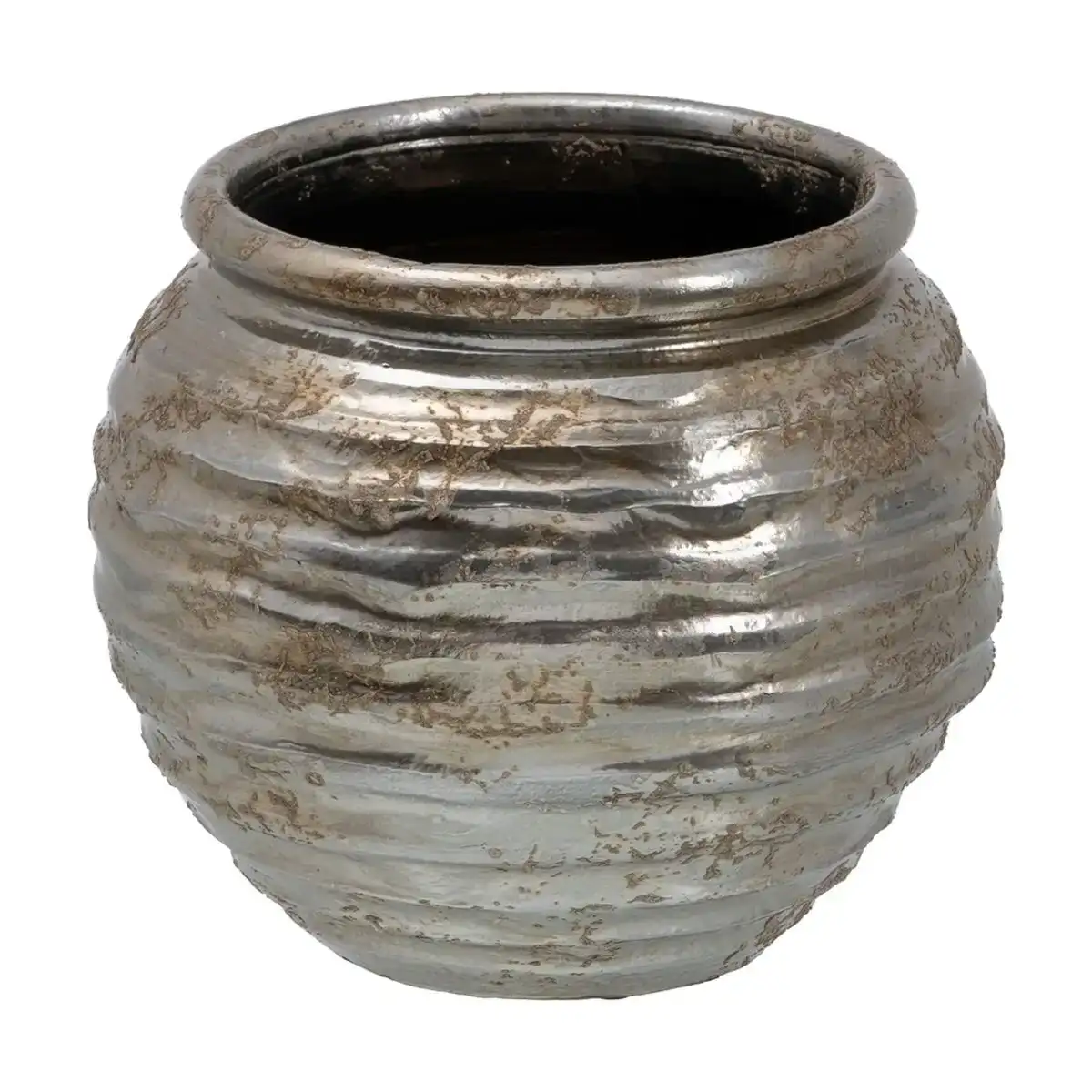Cache pot 30 x 30 x 27 cm ceramique argent_5498. Bienvenue chez DIAYTAR COTE D'IVOIRE - Où Chaque Objet a sa Propre Histoire. Découvrez notre sélection soigneusement choisie et choisissez des produits qui racontent le patrimoine sénégalais.