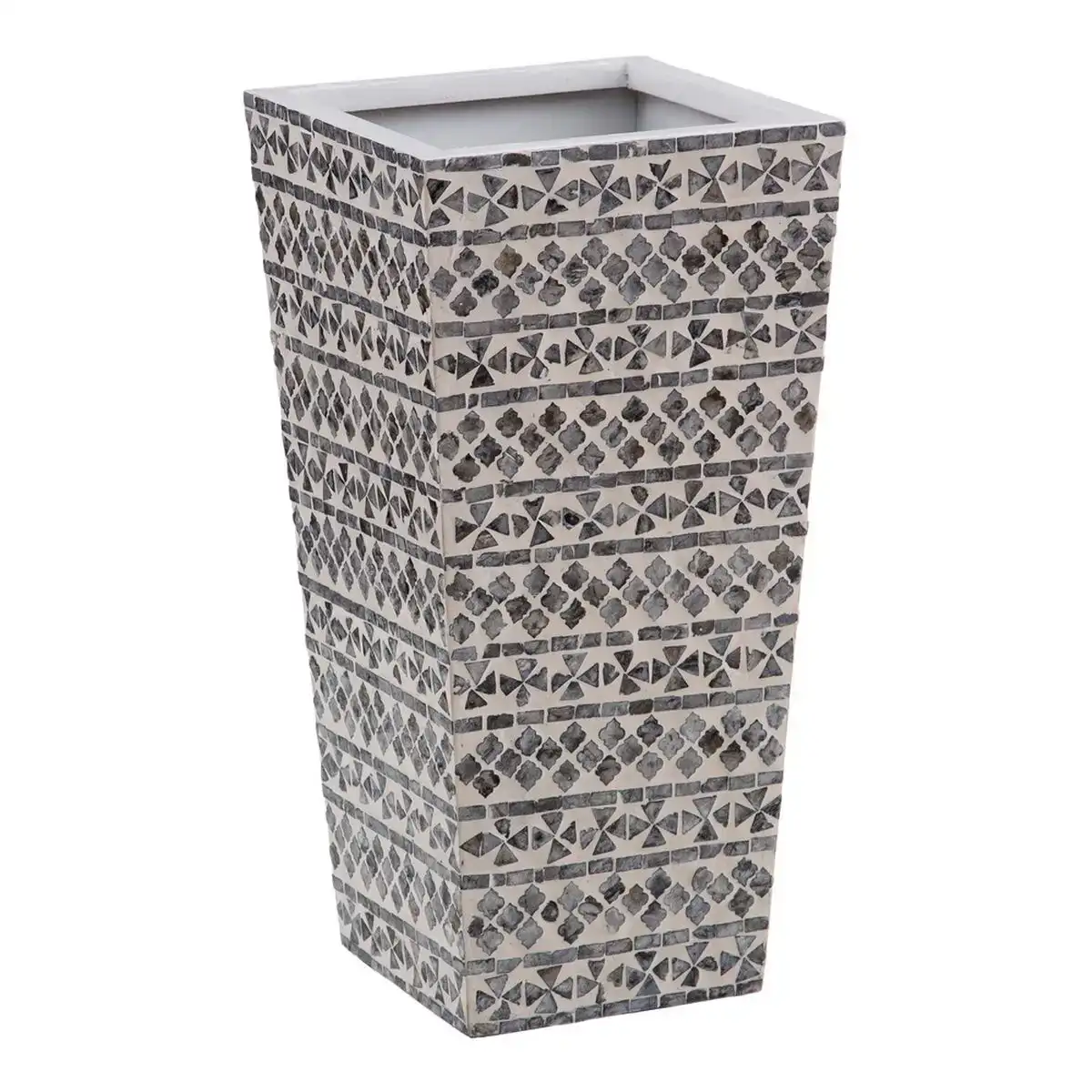Cache pot 31 x 31 x 61 cm gris blanc nacre noire_4095. DIAYTAR COTE D'IVOIRE - Là où les Rêves de Shopping Deviennent Réalité. Naviguez à travers notre catalogue diversifié et choisissez parmi une variété d'articles qui feront de votre shopping une expérience inoubliable.