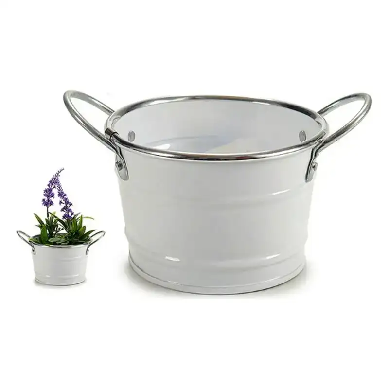 Cache pot 49089 argente blanc metal_5628. DIAYTAR COTE D'IVOIRE - Où la Qualité est Notre Engagement. Explorez notre boutique en ligne pour découvrir des produits conçus pour vous apporter satisfaction et plaisir.