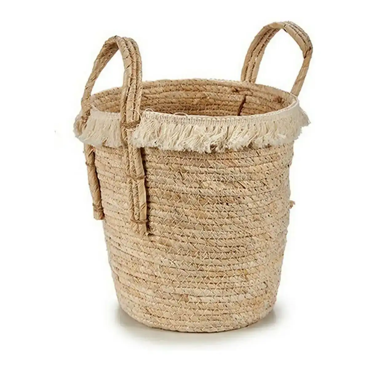 Cache pot avec des poignees naturel paille 23 x 30 x 22 cm_2055. DIAYTAR COTE D'IVOIRE - Là où l'Élégance Devient un Mode de Vie. Naviguez à travers notre gamme et choisissez des produits qui apportent une touche raffinée à votre quotidien.