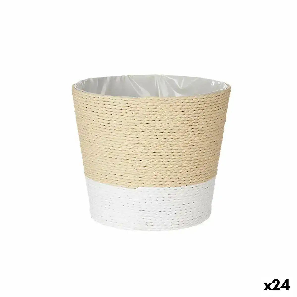 Cache pot blanc corde plastique 19 5 x 17 5 x 19 5 cm 24 unites _4930. DIAYTAR COTE D'IVOIRE - L'Artisanat à Portée de Clic. Découvrez notre boutique en ligne pour trouver des produits uniques qui célèbrent la créativité et l'artisanat sénégalais.
