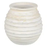 Cache pot creme ceramique rond 32 x 32 x 35 cm_1762. DIAYTAR COTE D'IVOIRE - Votre Escale Shopping incontournable. Explorez notre boutique en ligne et dénichez des trésors qui reflètent la richesse culturelle et la modernité du Côte d'Ivoire.