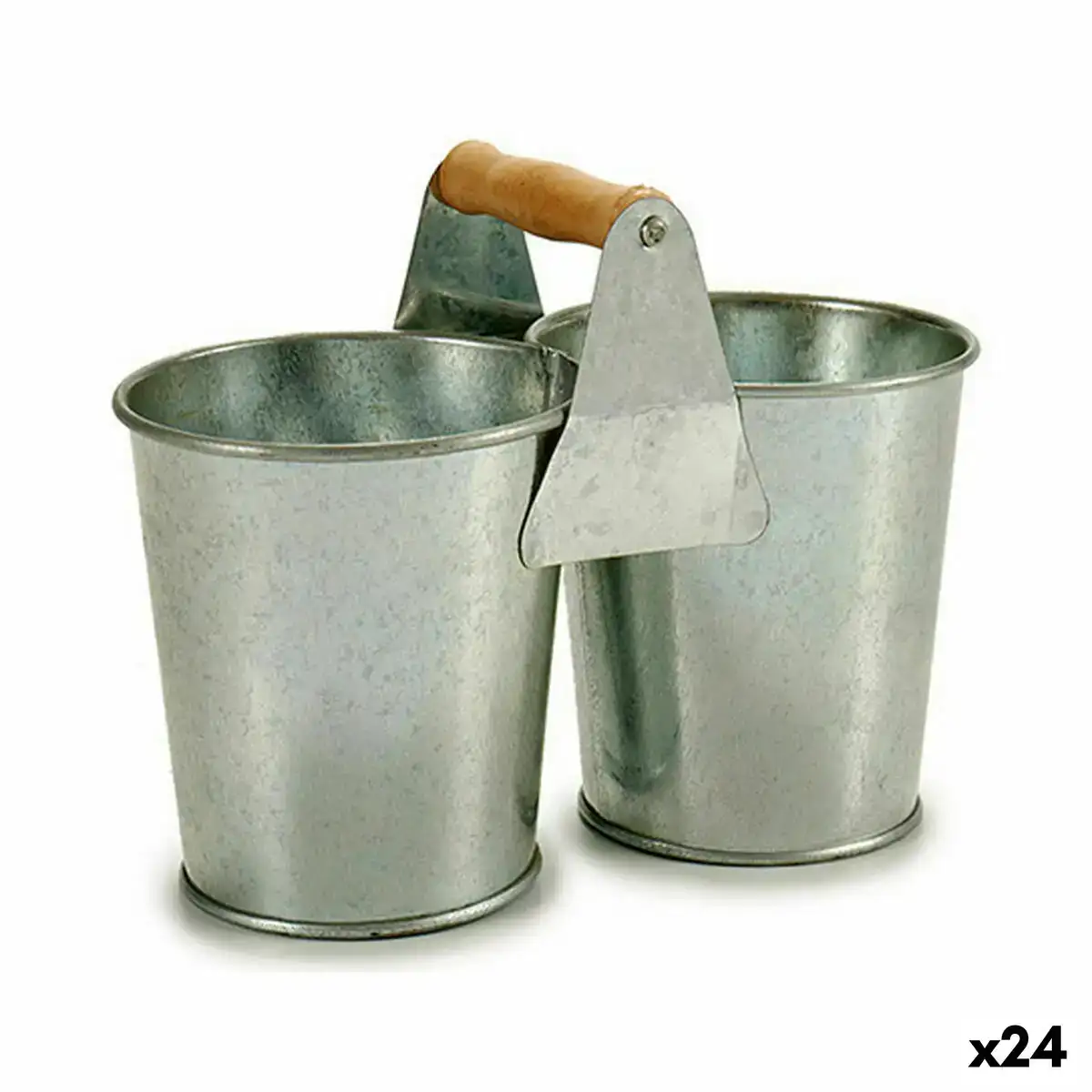 Cache pot double marron argente bois zinc 20 x 15 x 10 2 cm 24 unites _8727. DIAYTAR COTE D'IVOIRE - Là où Chaque Achat Contribue à un Rêve. Naviguez à travers notre boutique en ligne et soutenez des artisans talentueux tout en acquérant des trésors.