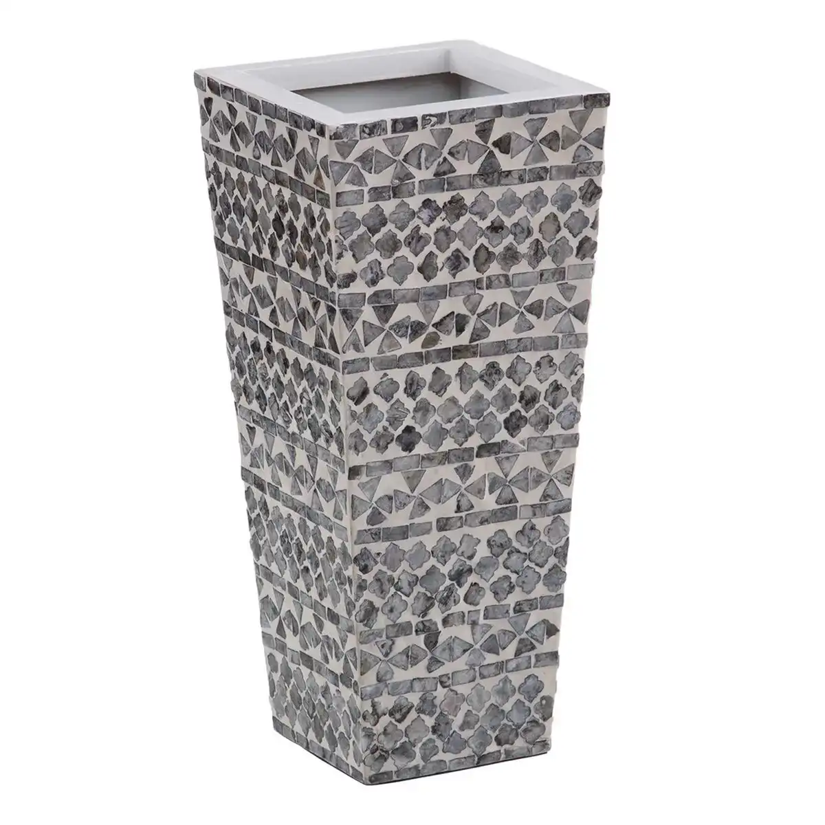 Cache pot gris blanc nacre noire 21 x 21 x 47 cm_1312. Bienvenue sur DIAYTAR COTE D'IVOIRE - Où Chaque Détail compte. Plongez dans notre univers et choisissez des produits qui ajoutent de l'éclat et de la joie à votre quotidien.