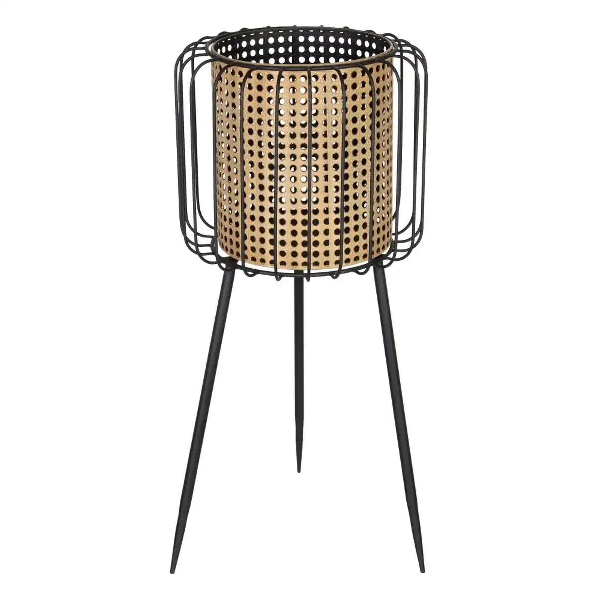 Cache pot naturel noir metal 28 x 28 x 62 cm_4677. DIAYTAR COTE D'IVOIRE - L'Art de Vivre le Shopping Inspiré. Parcourez notre catalogue et choisissez des produits qui reflètent votre passion pour la beauté et l'authenticité.